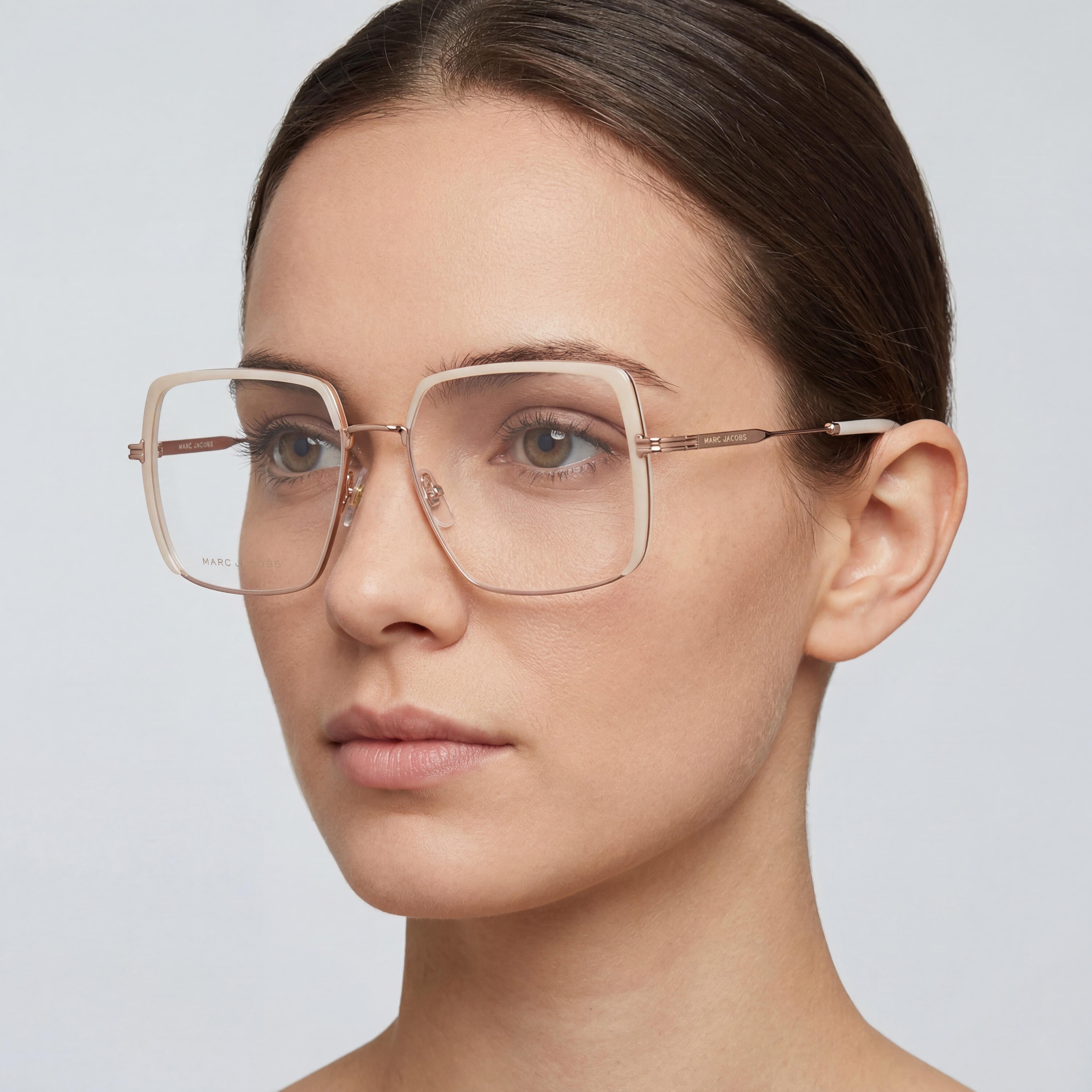 Gafas Marc Jacobs Contemporáneas de Metal Dorado y Marfil para Mujer, 54mm con Cristales Transparentes de Demostración, Aptas para Receta, Photo 4