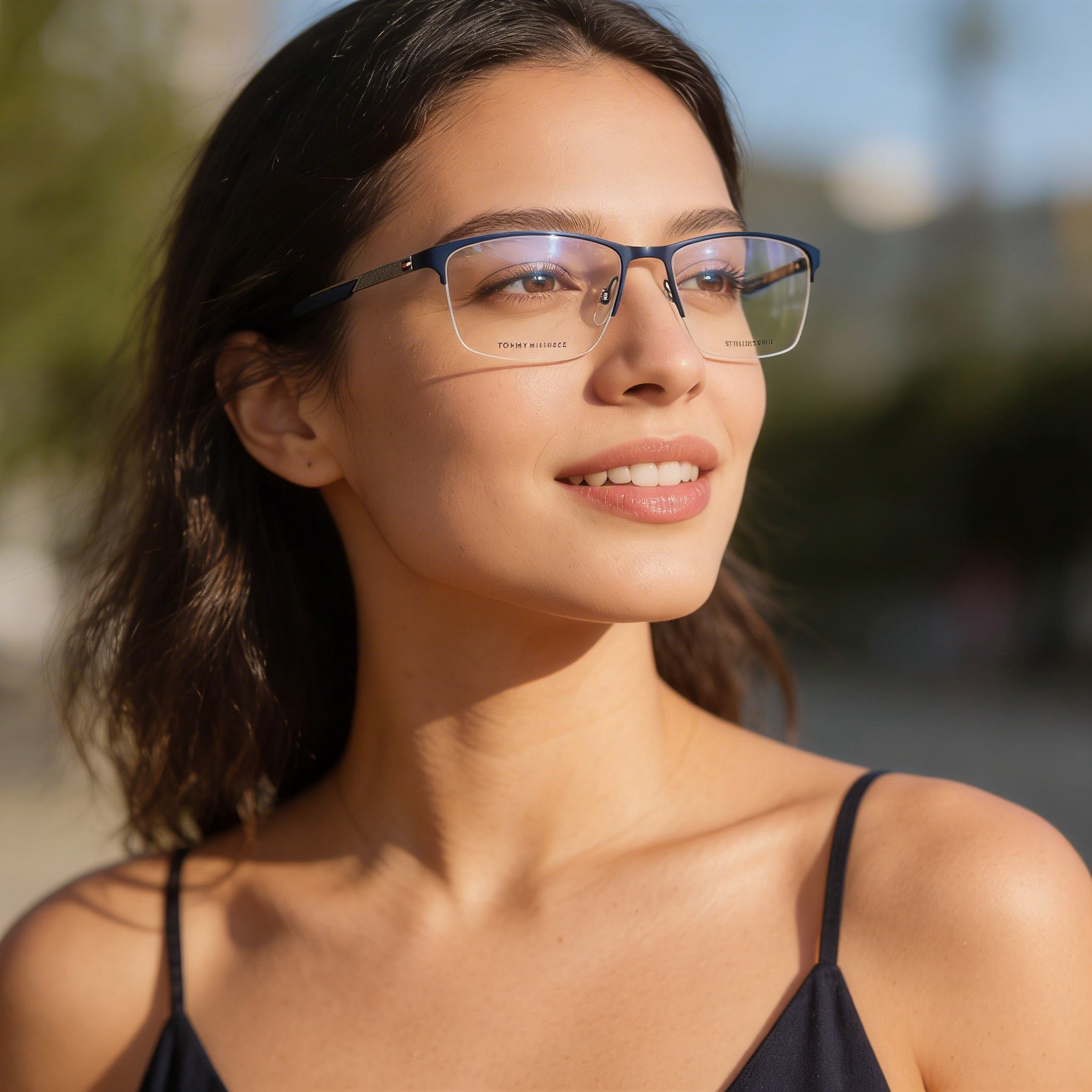 Tommy Hilfiger TH-1692 Unisex Fashion Glasses with Alloy Steel Frame in Matt Blue Dark Ruthenium 57mm, Photo 6