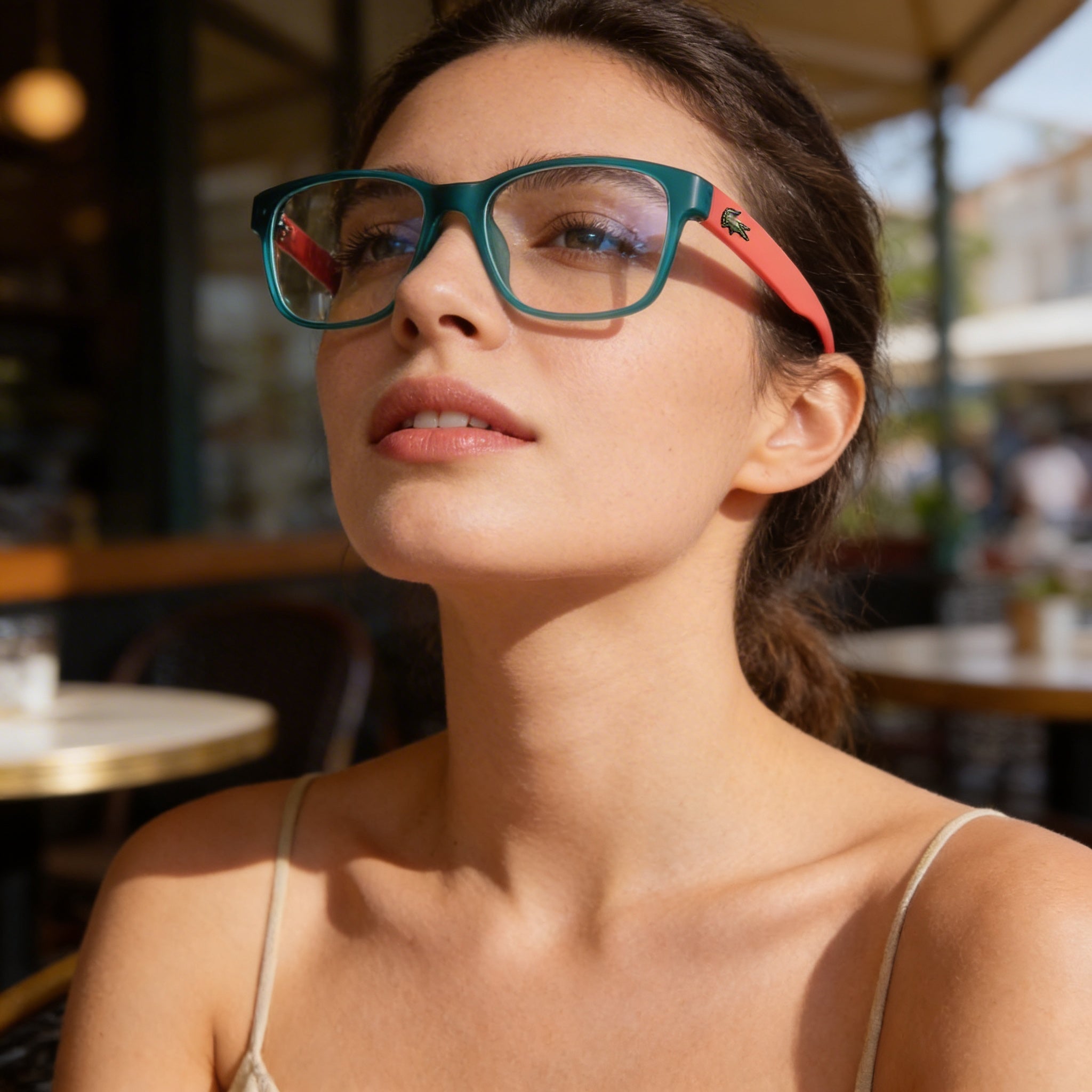 Lacoste L3804b Unisex Plastic Aqua Matte Star Phospho Polycarbonate Clear Lens non- Eyeglasses 51mm, Photo 5