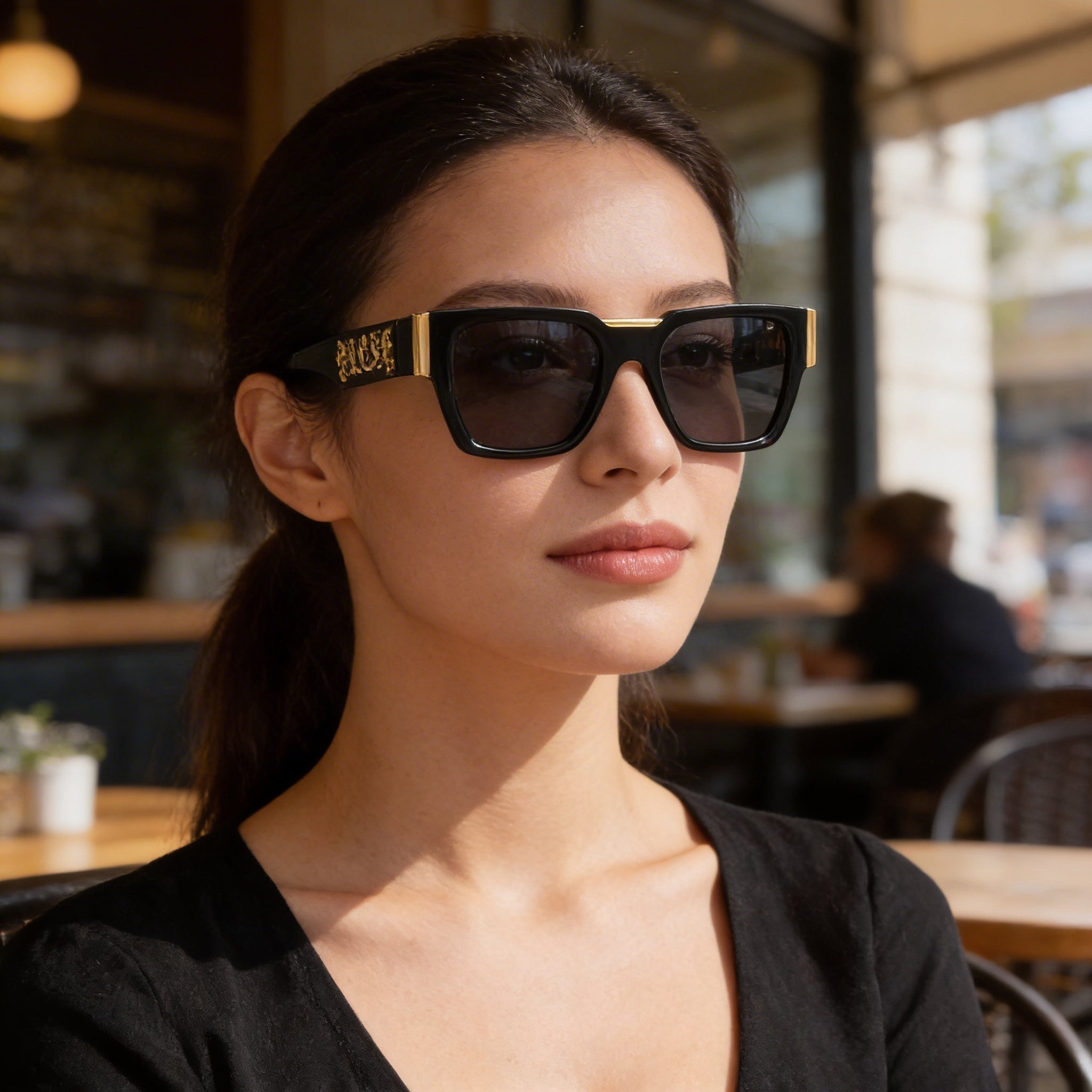 Gafas de sol Philipp Plein Spp095m unisex con montura de plástico negra brillante, sin polarizar, protección UV, 52 mm, Photo 3