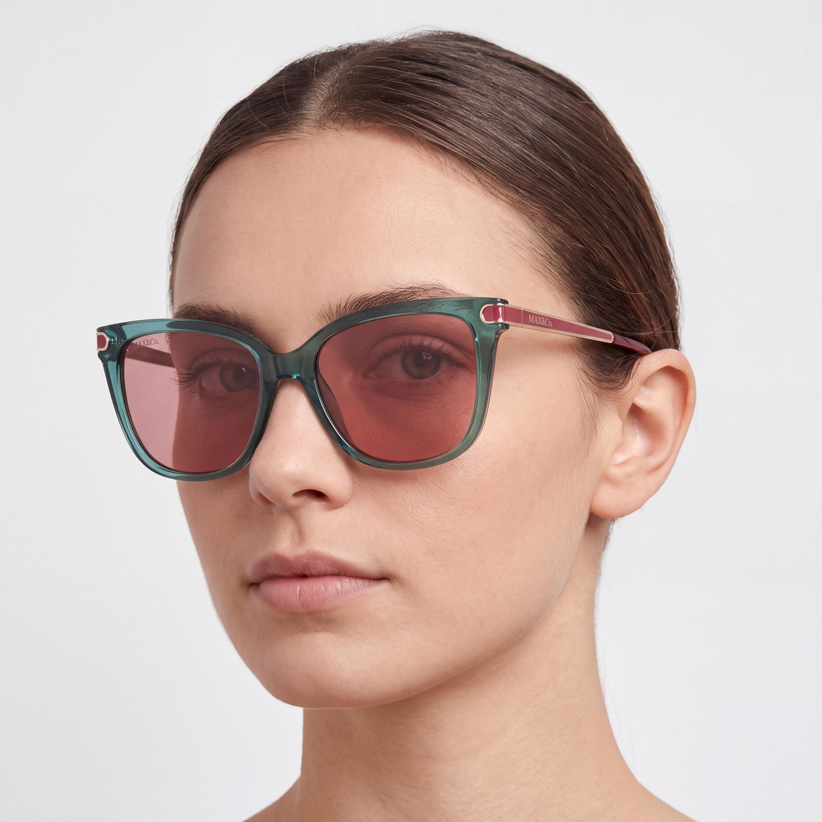 Max & Co. Modern Style Sunglasses for Women, Shiny Light Green Frame and Lenses, 55-16-140, Photo 4