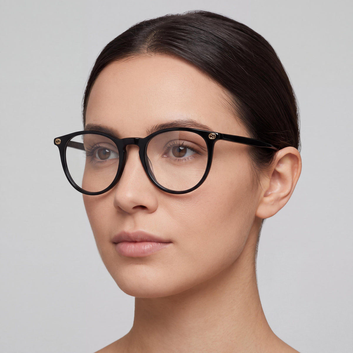 Gafas ópticas ovaladas para mujer Gucci Gg0027o-001 de acetato negro, ancho de lente 50 mm, ancho de puente 20 mm, longitud de varilla 140 mm, Photo 4