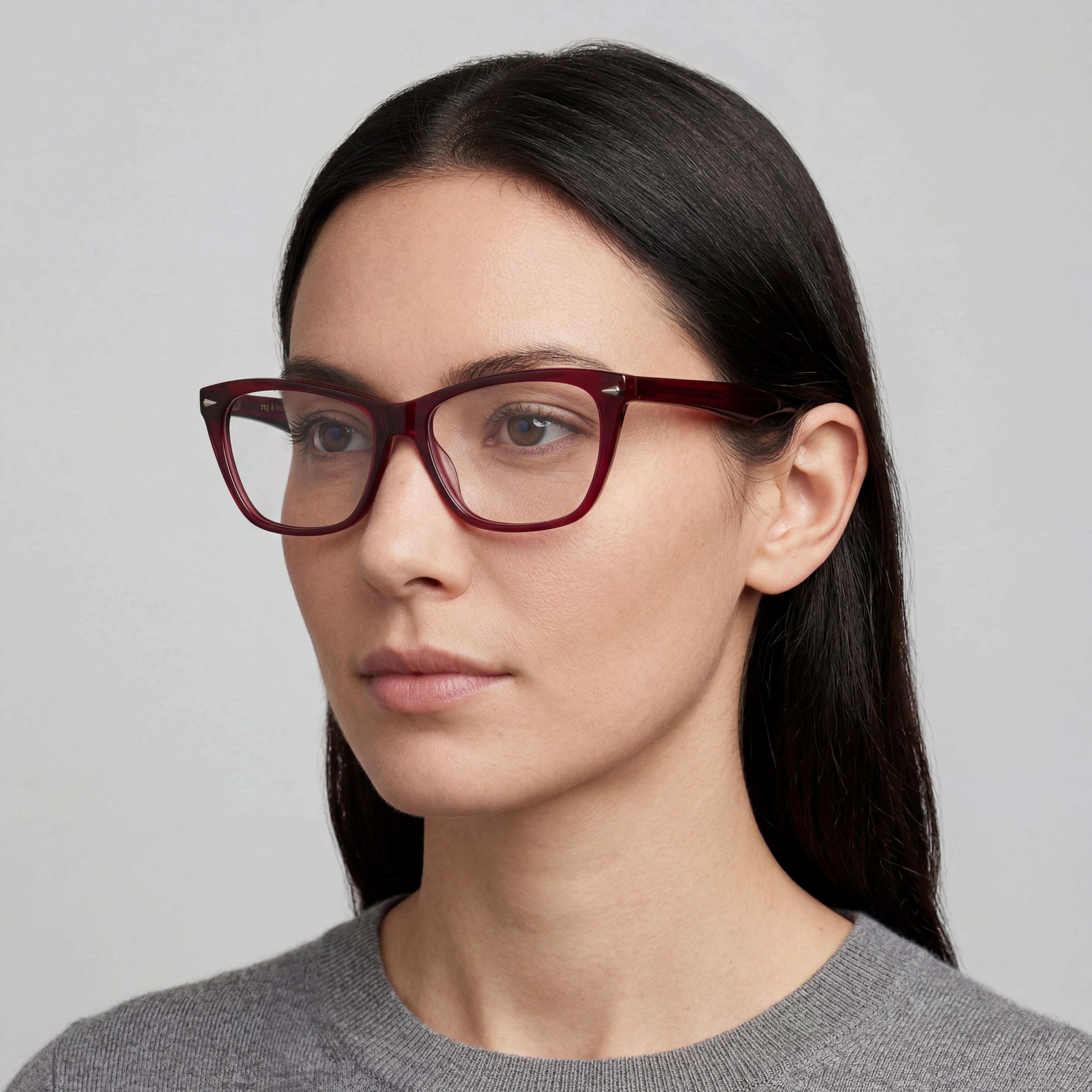 Rag & Bone Rnb 3013 Women's Eyewear featuring Burgundy color and Polycarbonate Lenses, Lens Width 53mm, Photo 4