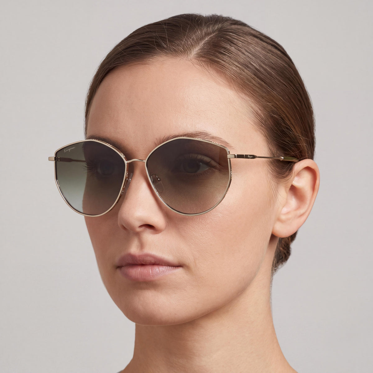 Salvatore Ferragamo Sf264s Women's Acetate Sunglasses with Gold Green Frame and Green Gradient Lenses, 100% UV, 60-15-140, Photo 3