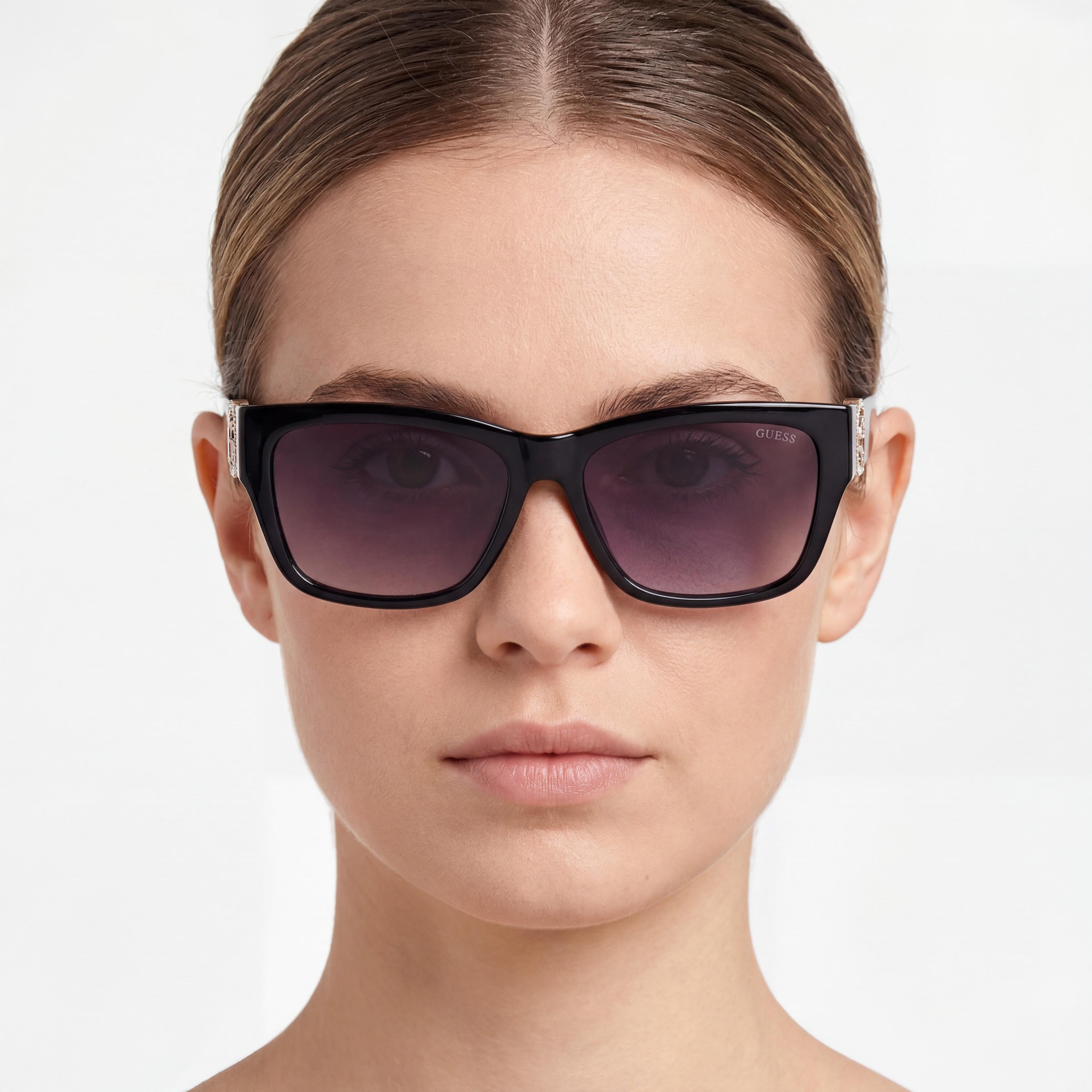 Guess RECTANGULAR Women's Black Injected Frame Sunglasses with Smoke Gradient Lenses & 100% UV Protection 56mm, Photo 5