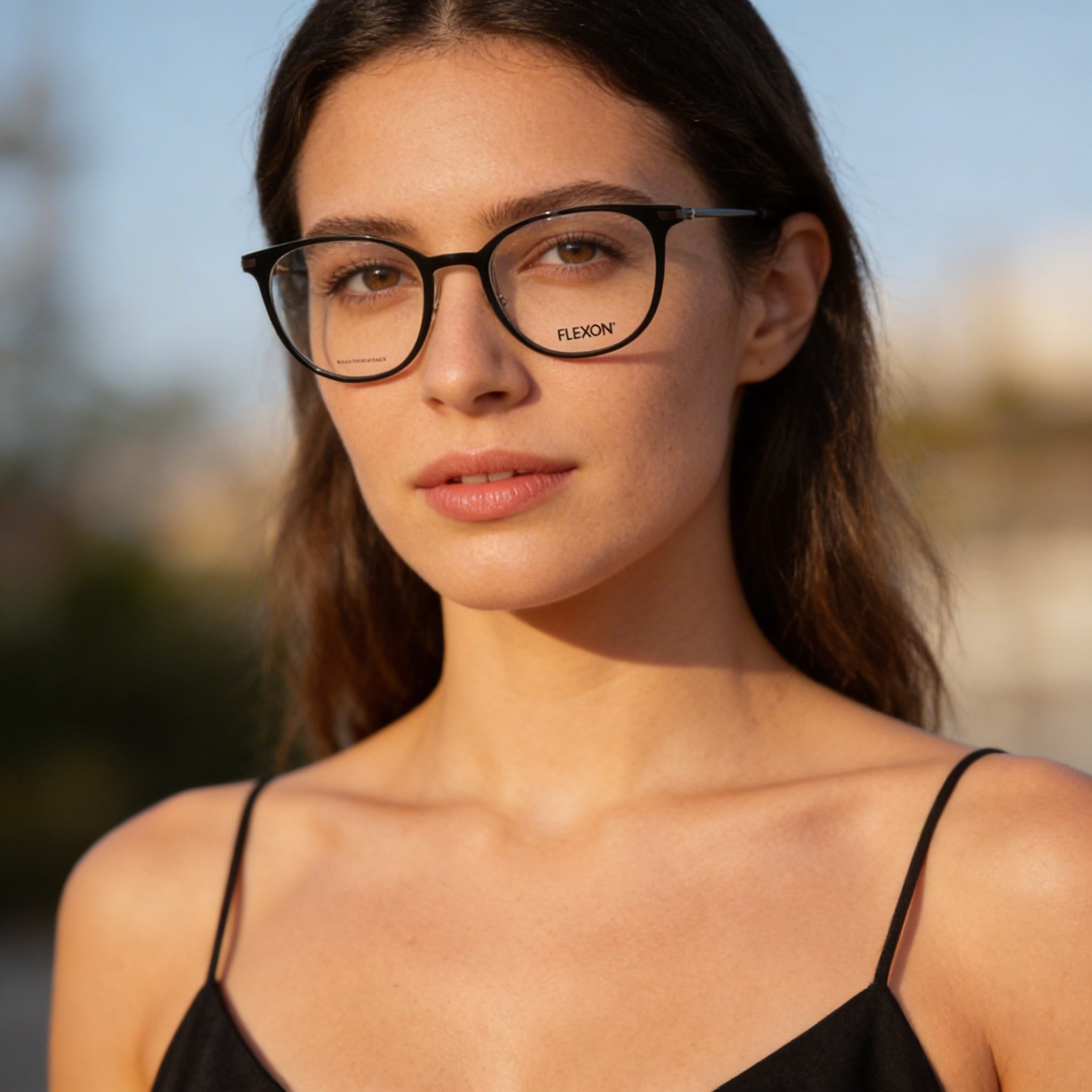 Flexon Ep8002 Unisex Acetate Optical Frames, Shiny Black, Prescription Ready with Clear Demo Lenses, 52mm, Photo 4