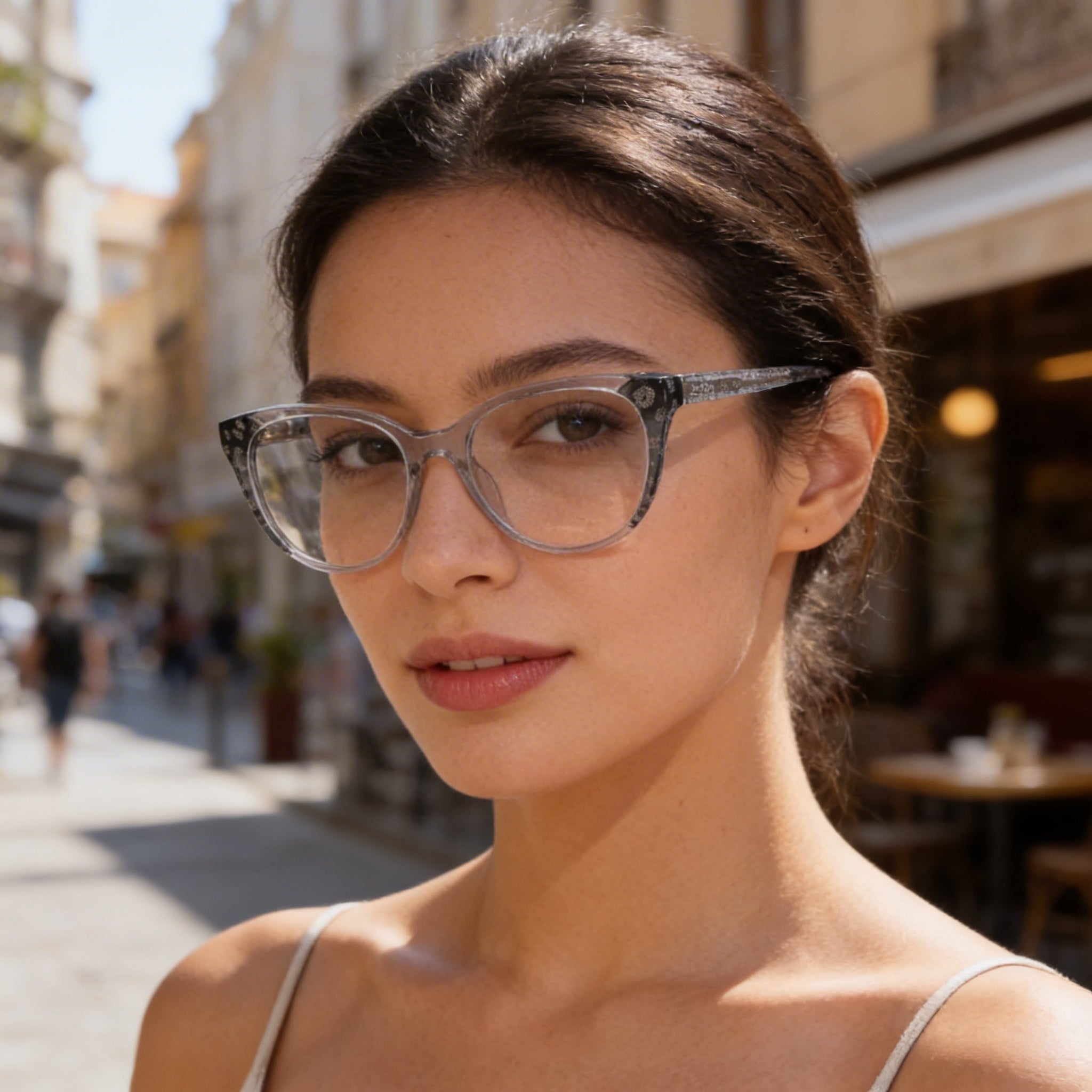 Bebe Bb5208 Women's Grey Animal Plastic Full Rim Cat Eye Optical Eyeglass Frame, 52mm Lens Width, Photo 5