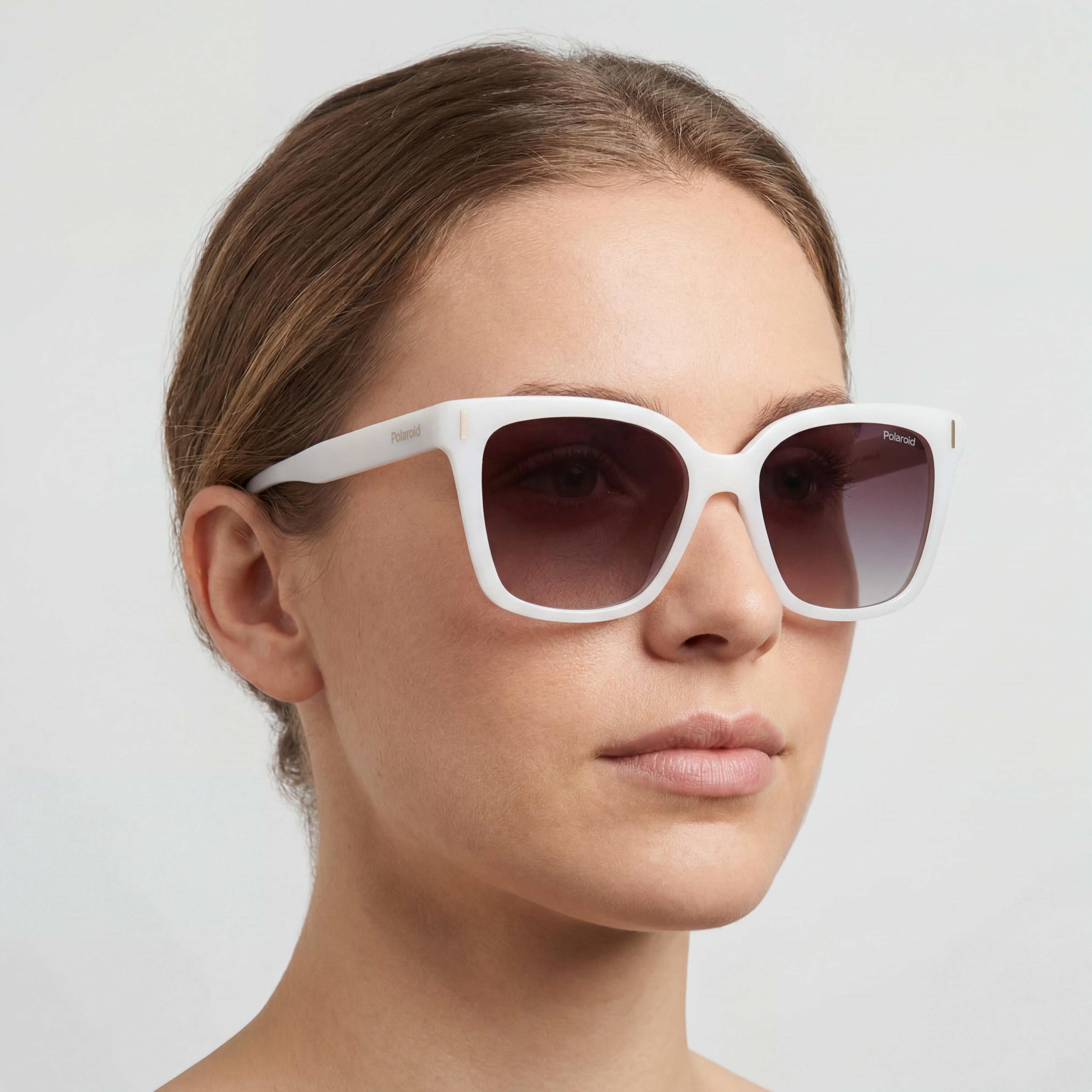 Polaroid Modern Women's Sport UV Protected Polarized Brown Shaded Lenses White Polycarbonate Frame Sunglasses 54mm, Photo 5