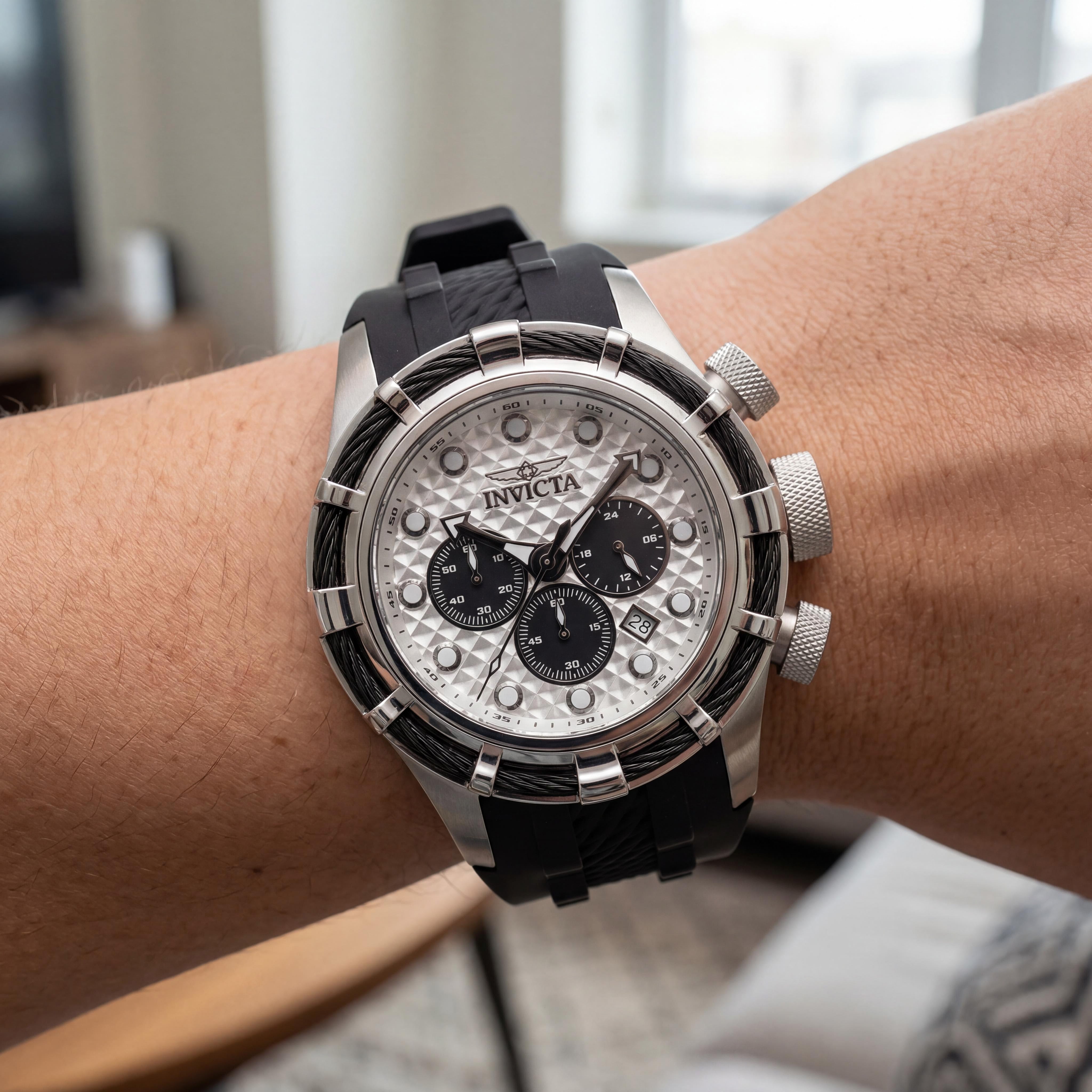 Invicta Bolt 49163 Unisex Chronograph Quartz Watch, Stainless Steel Case, Silver Dial, 50mm, Photo 4