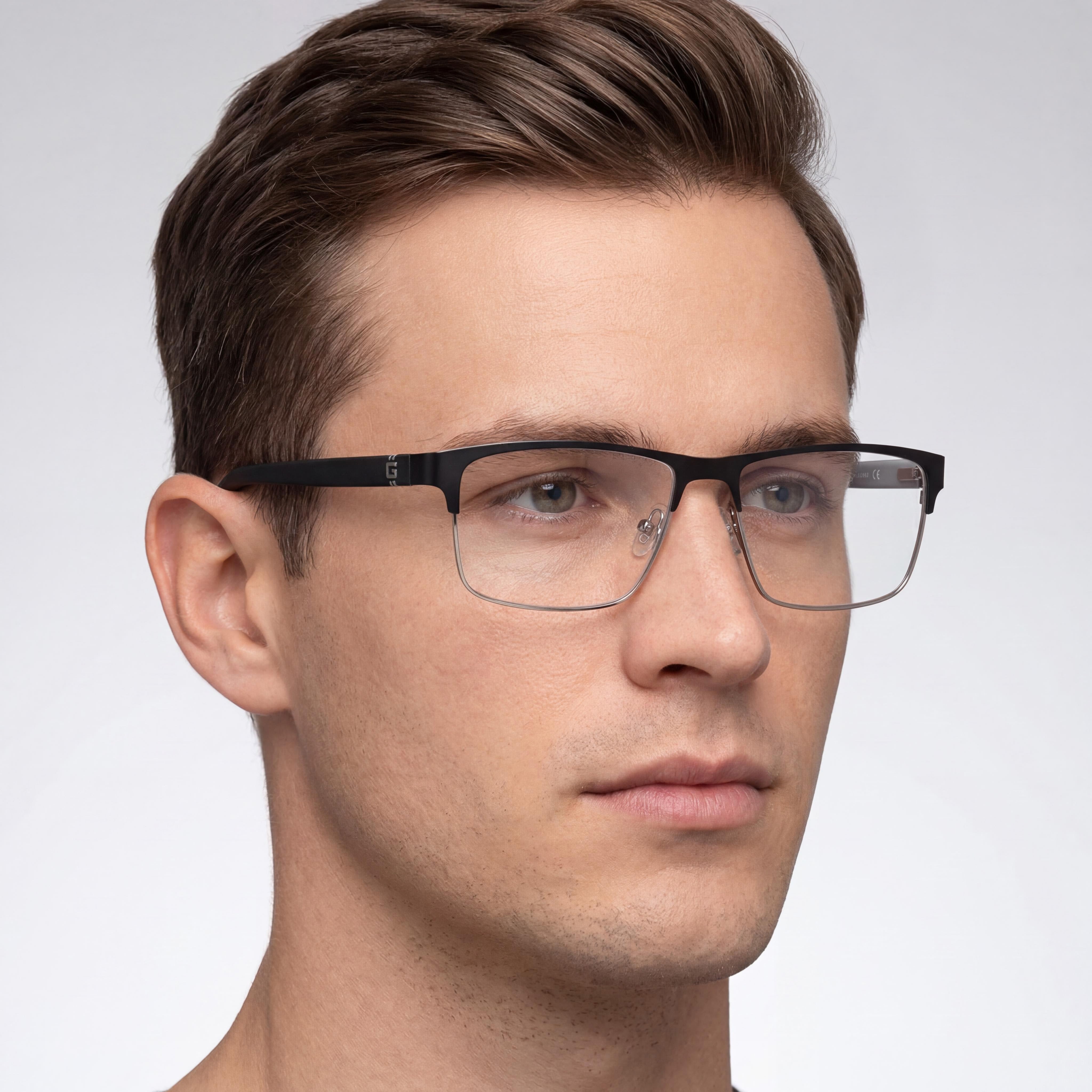 Guess GU50131 Matte Black Rectangle Eyeglasses for Men, 55mm, Photo 4