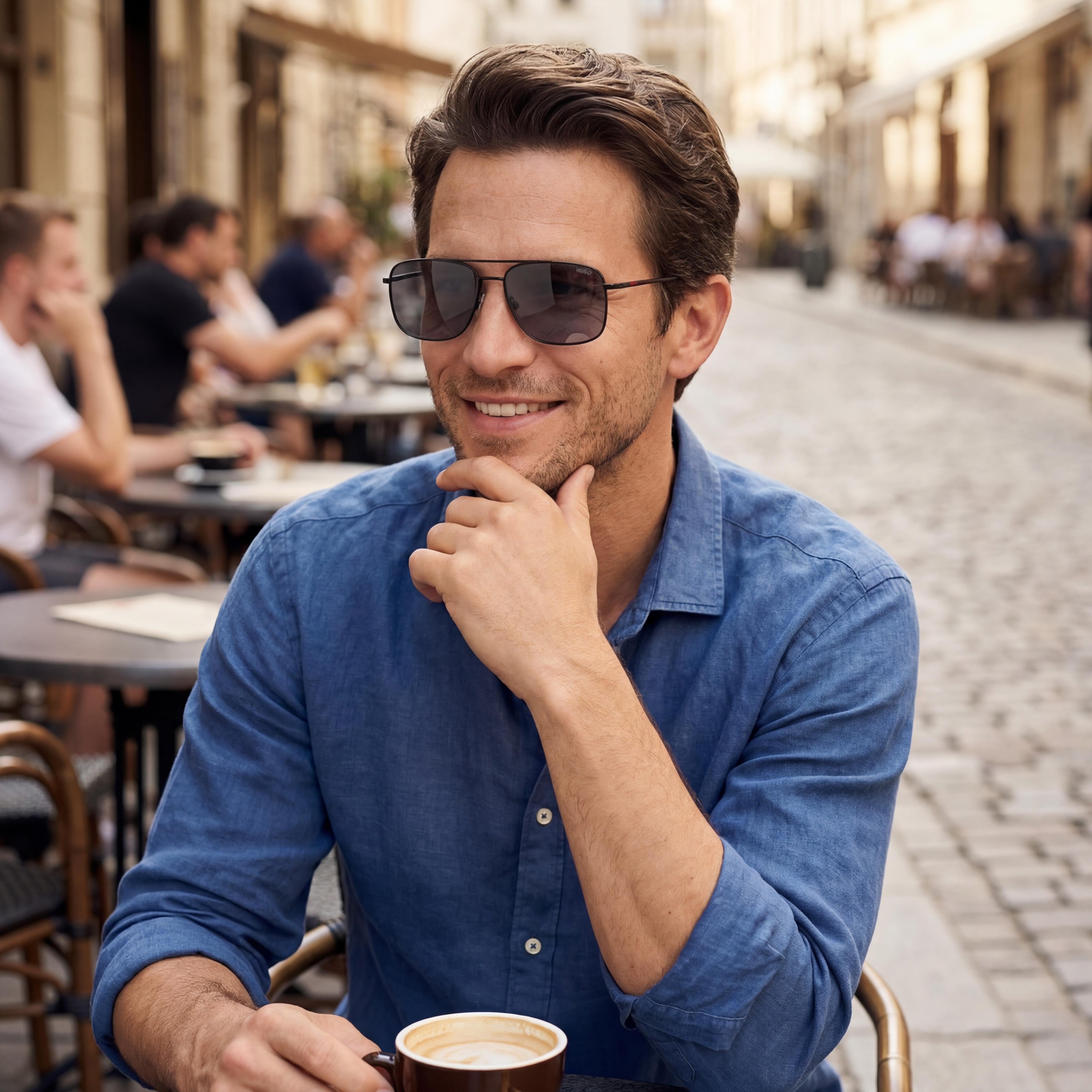 HUGO Men's Hg 1287/S Acetate Red Frame Clear Lens 100% UV Protection Sunglasses, Photo 6