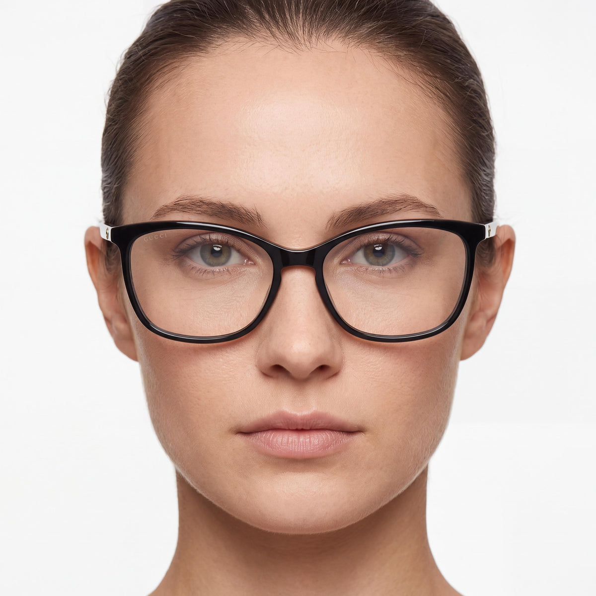 Gafas de sol Gucci para mujer con montura cuadrada/rectangular de plástico, negro transparente, 55-16-145 mm, Photo 4