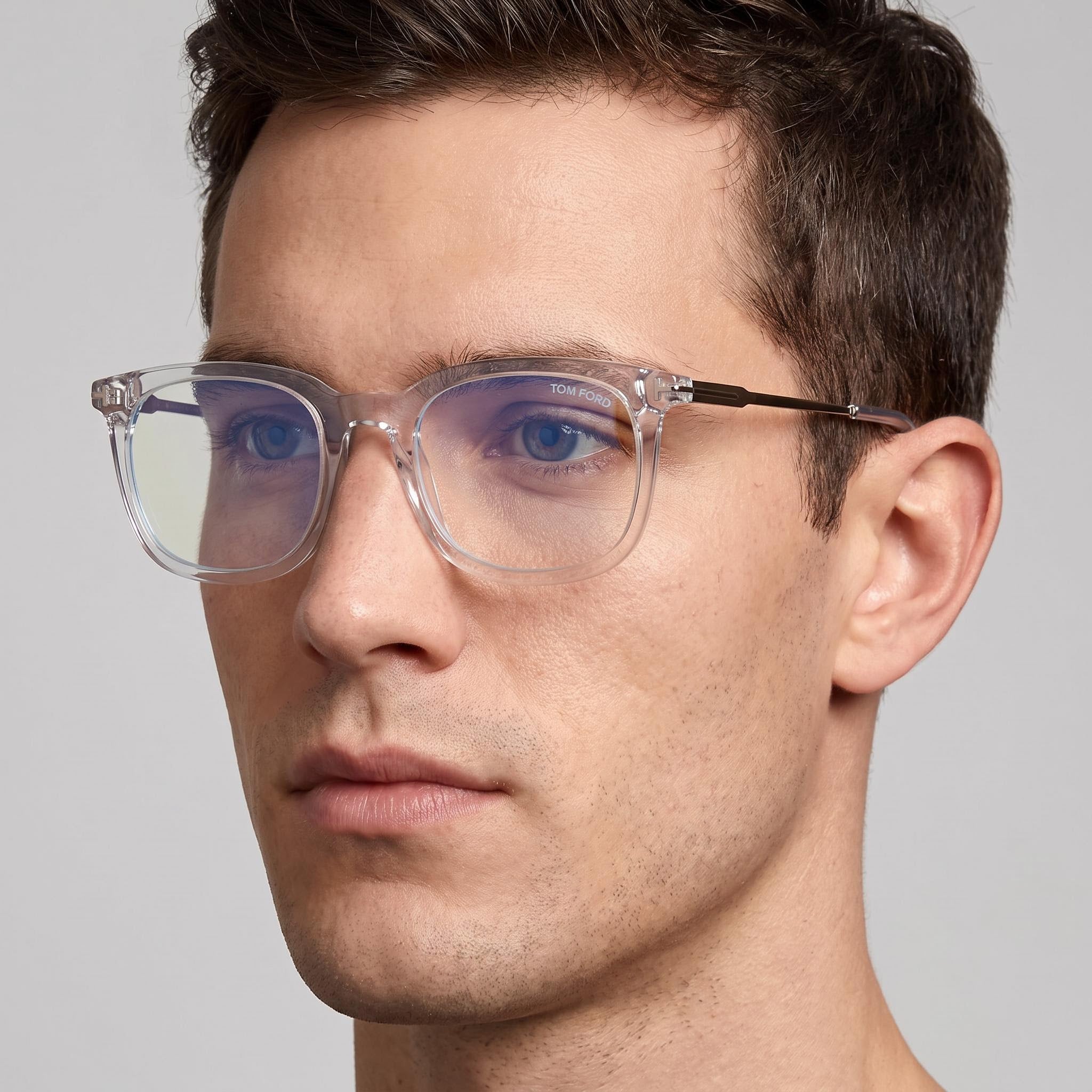 Tom Ford FT5904-B BLUE BLOCK Men's Clear Lenses Crystal Shiny Palladium 50mm, Photo 5