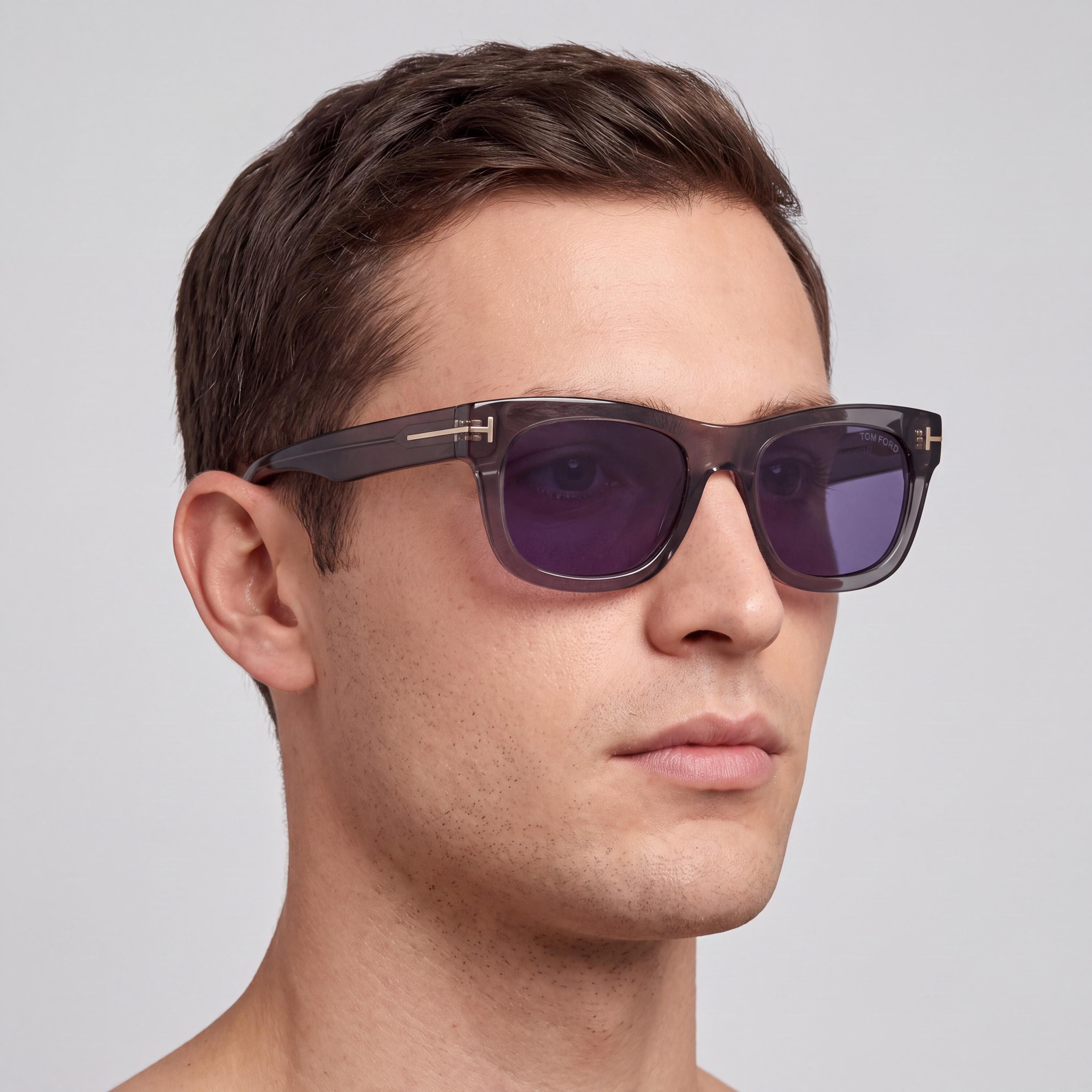 Tom Ford Marshall-02 Men's Dark Blue Rectangular Plastic Non-Polarized 100% UV Protection Sunglasses 54mm, Photo 4