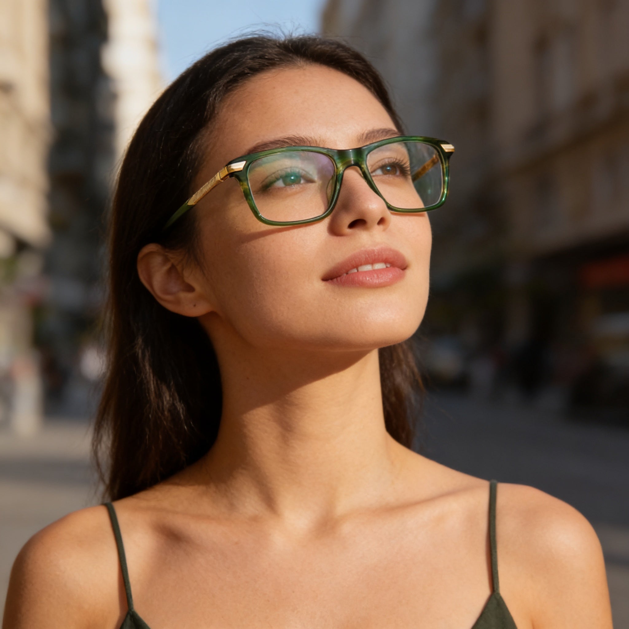 rag & bone Modern Women's 54mm Sunglasses with Khaki Horn Acetate Frame and Khaki Horn Polycarbonate Lenses, Photo 4