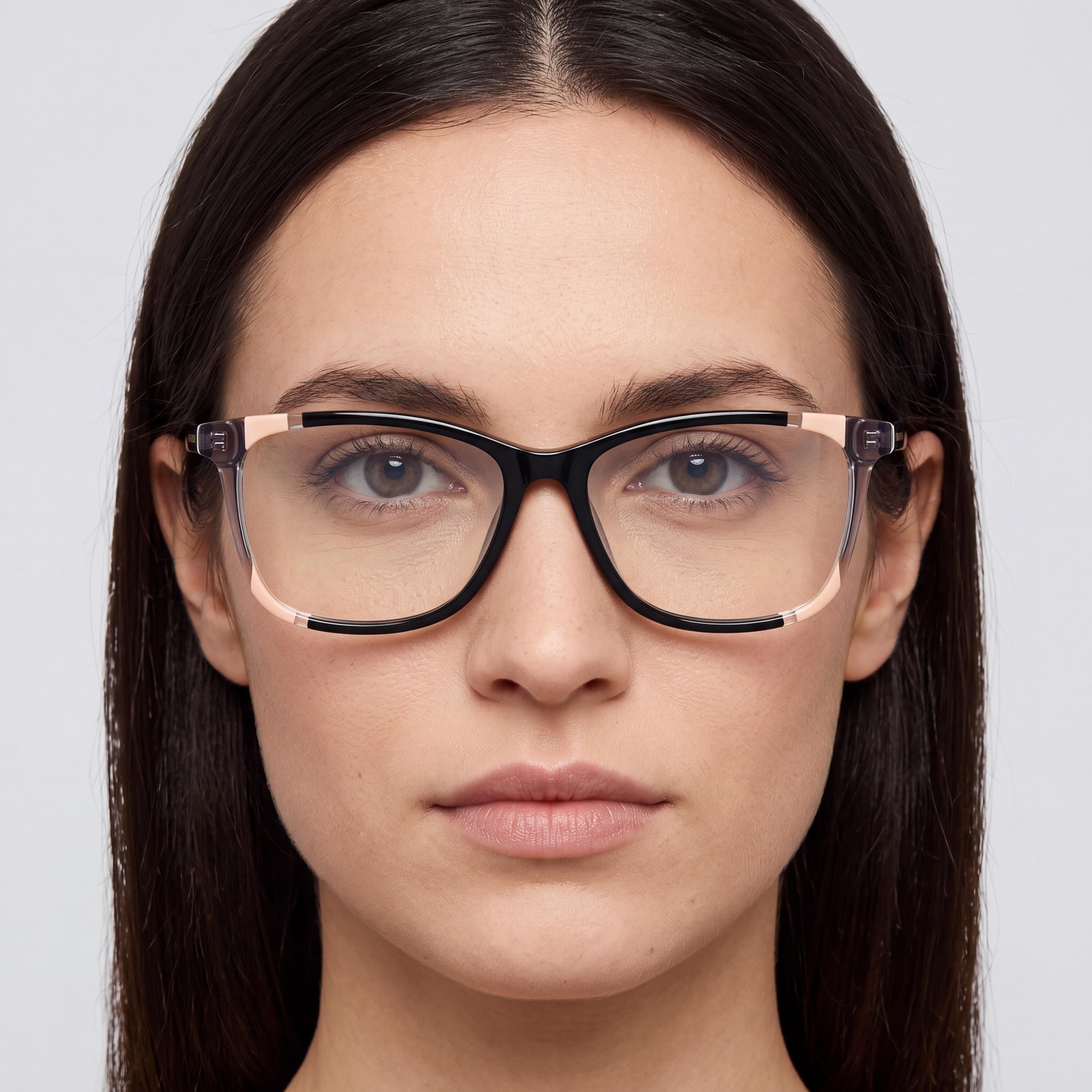 Carolina Herrera CH 0066 KDX Modern Women's Square Black Nude Lightweight Durable Acetate Full Rim Optical Frames 53mm, Photo 3