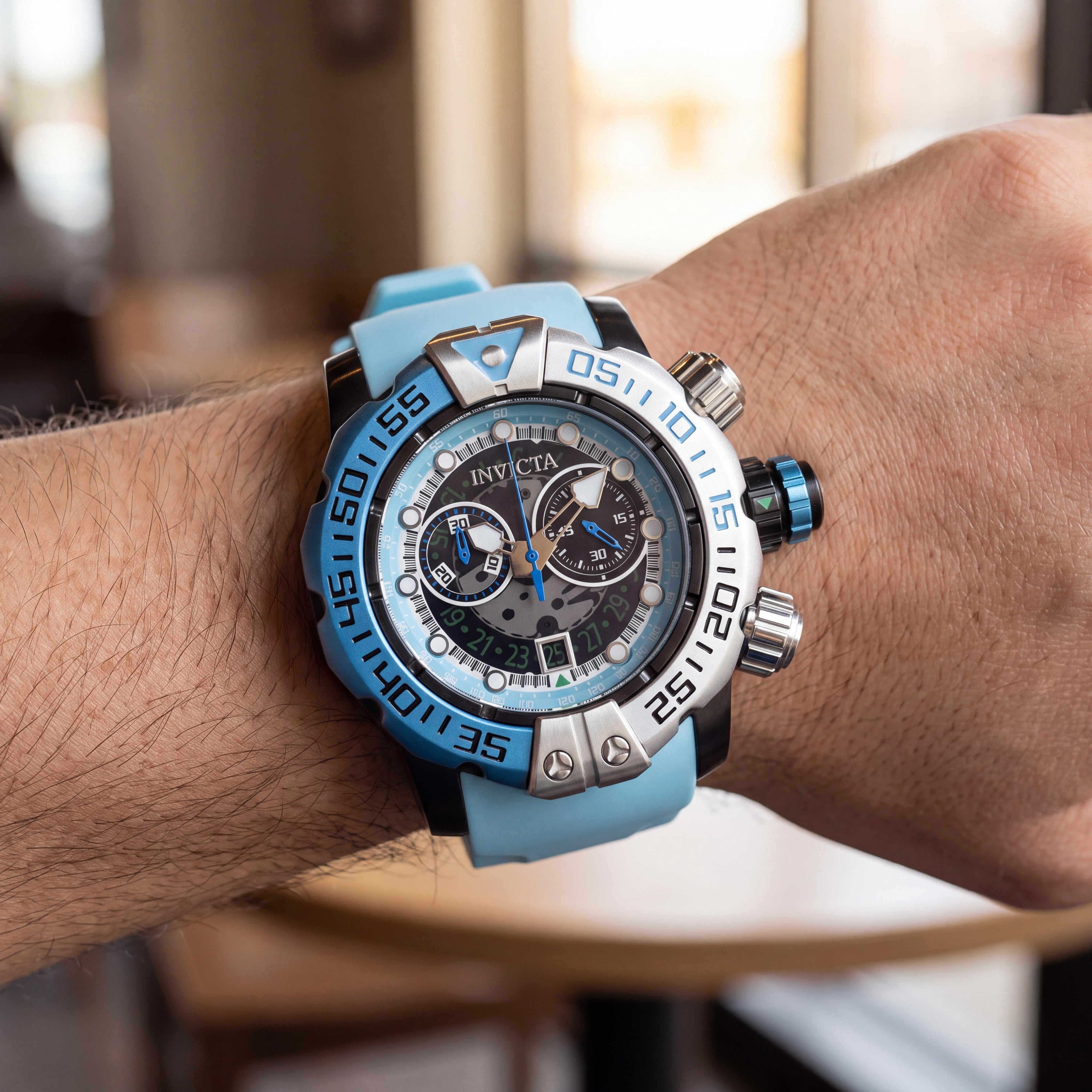Invicta Sea Hunter 44848 Unisex Quartz Black Dial Black Steel Stainless Steel Silicone Light Up Watch 57mm, Photo 4