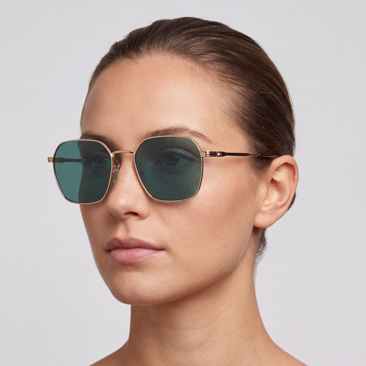 Tommy Hilfiger Casual Gold Metal Frame Sunglasses, Polycarbonate Lens, 100% UV Protection, Size 53-21-145, Photo 4