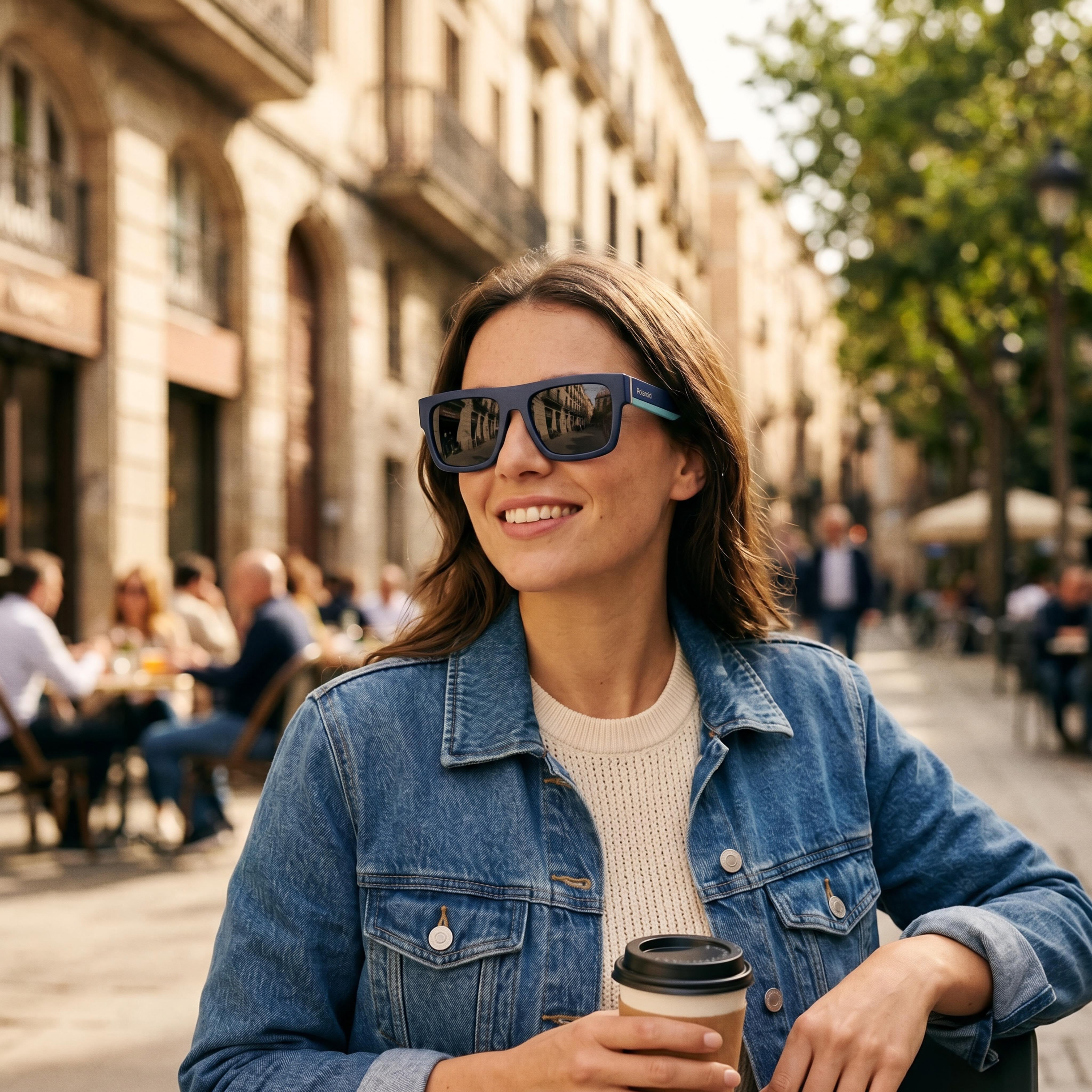 Polaroid Modern Women's Blue Polycarbonate Frame Polarized Grey Lenses 100% UV Protection Eyewear 54mm, Photo 6