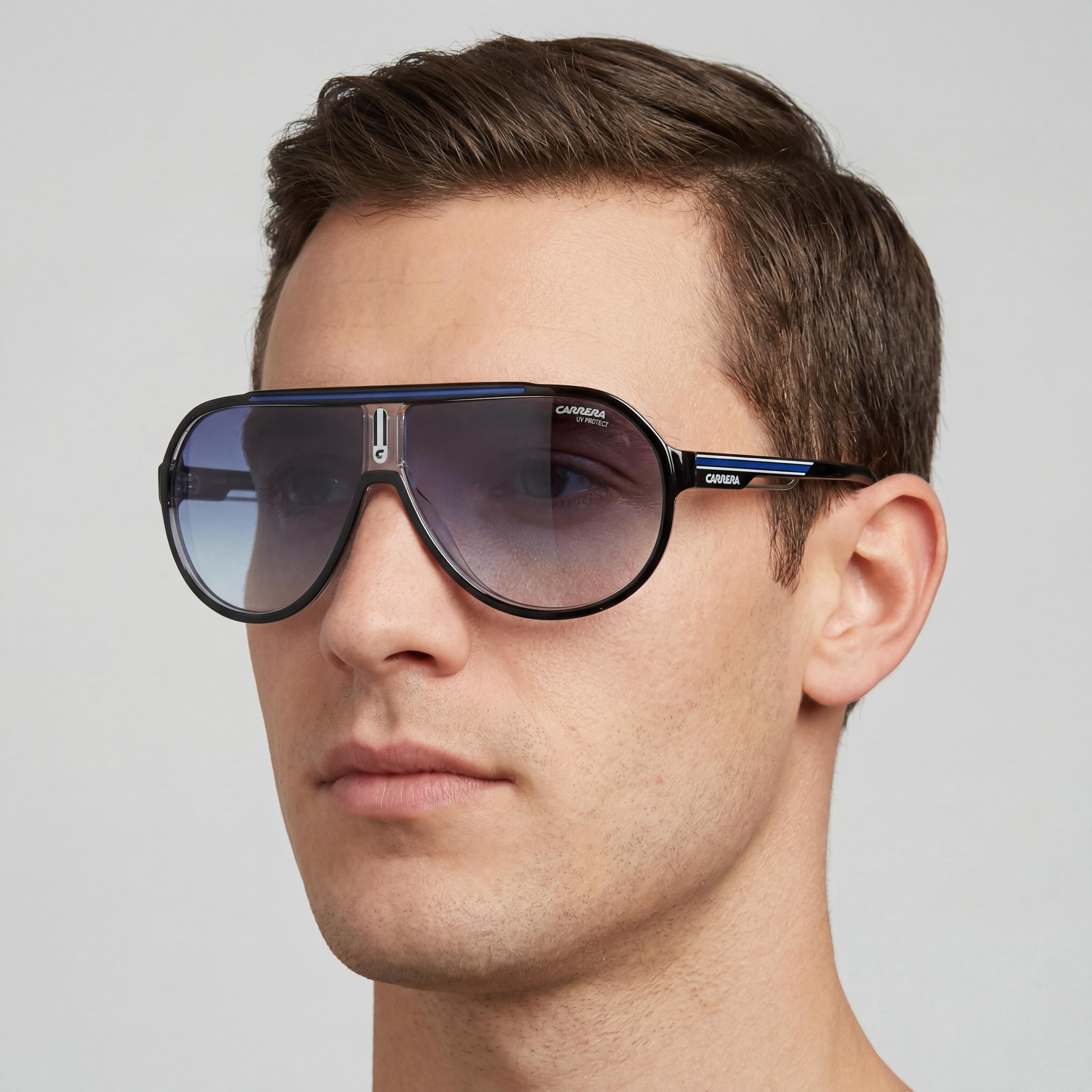 Gafas de sol rectangulares Carrera negras y rojas para hombre, 64 mm, Photo 4