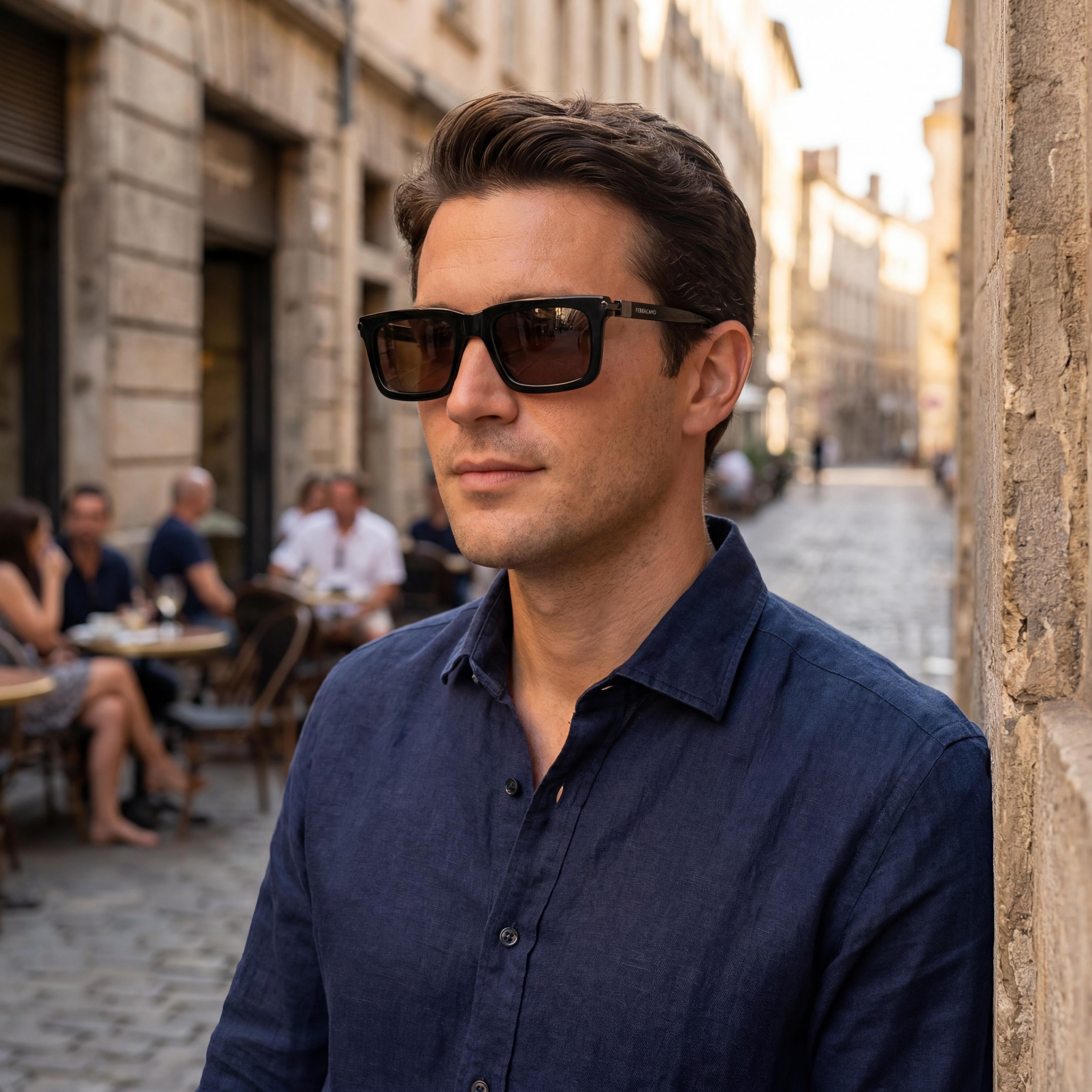 Ferragamo Sf2015s Men's Brown Acetate Frame Sunglasses with Brown Acetate Lenses and, Photo 6