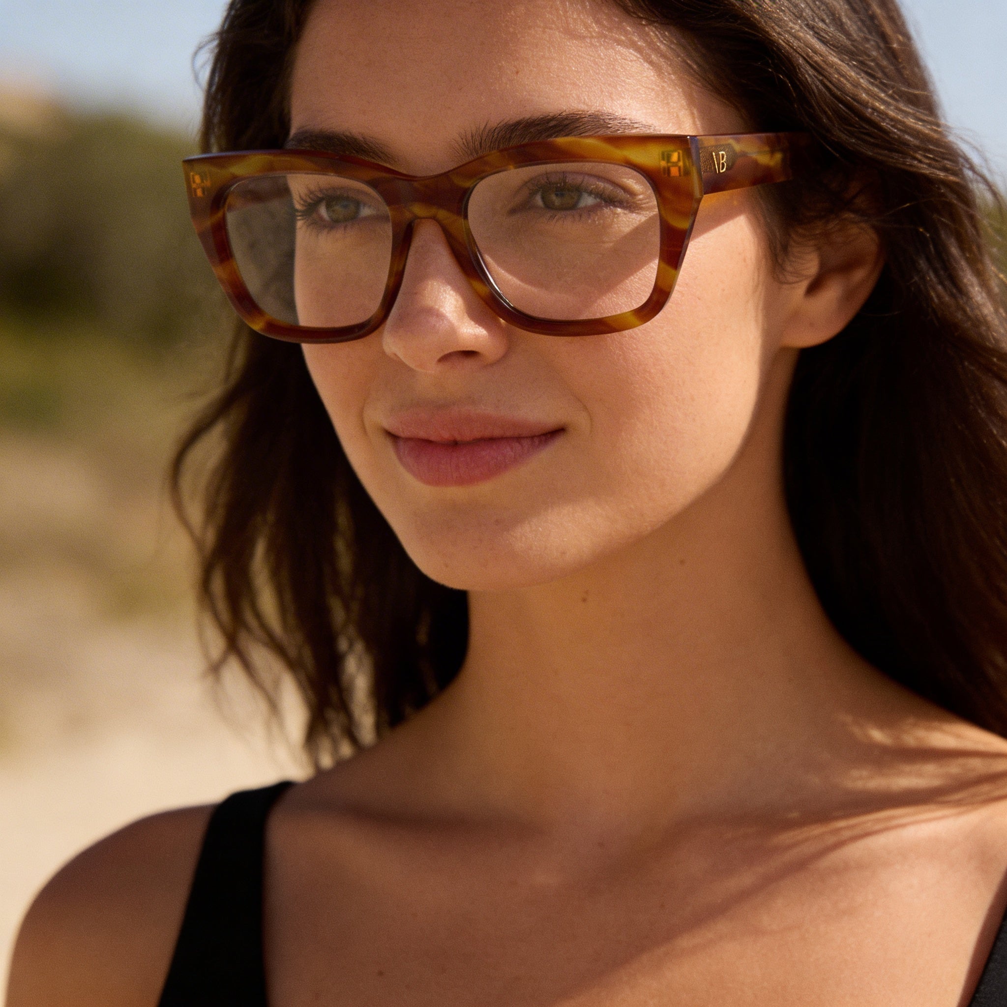 Victoria Beckham Modern Striped Blonde Havana Women's Acetate Frame Sunglasses, 51mm Lens Width, Photo 4
