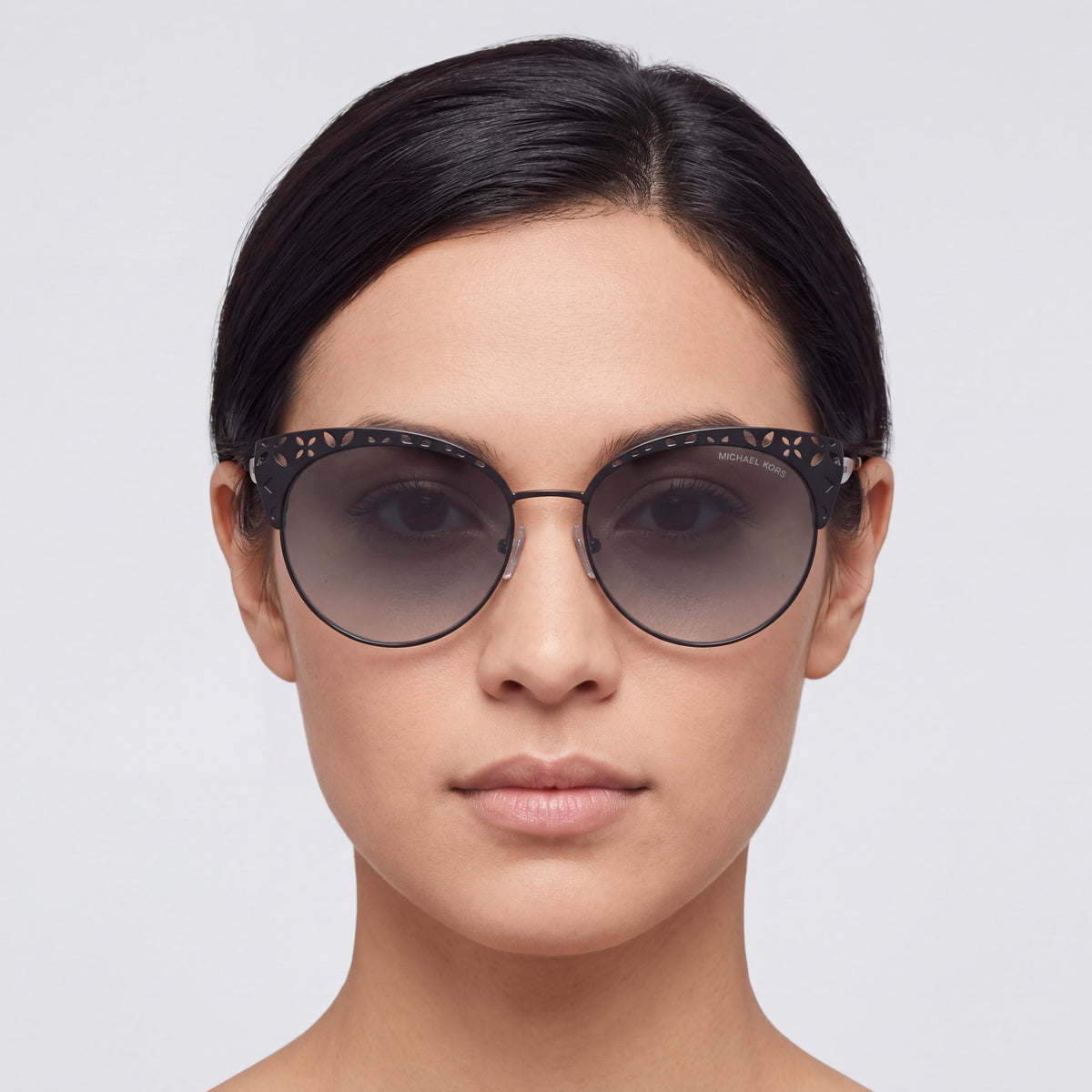 Gafas de sol rectangulares Michael Kors Evy 117411 56 para mujer - negro satinado degradado, gris degradado, protección UV del 100 %, 56 mm, Photo 4