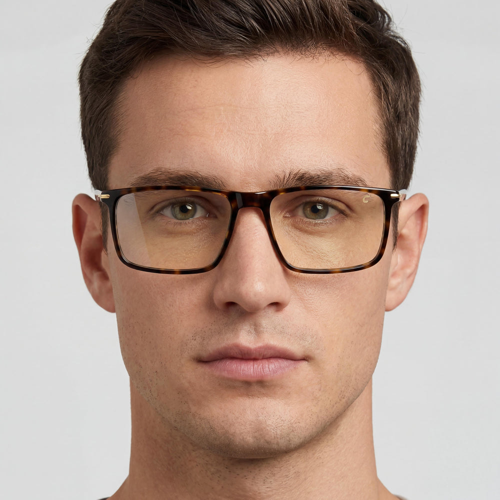 Gafas Ópticas Rectangulares de Acetato Ligeras para Hombre Carrera Modernas con Montura Oro Habana Marrón 53mm