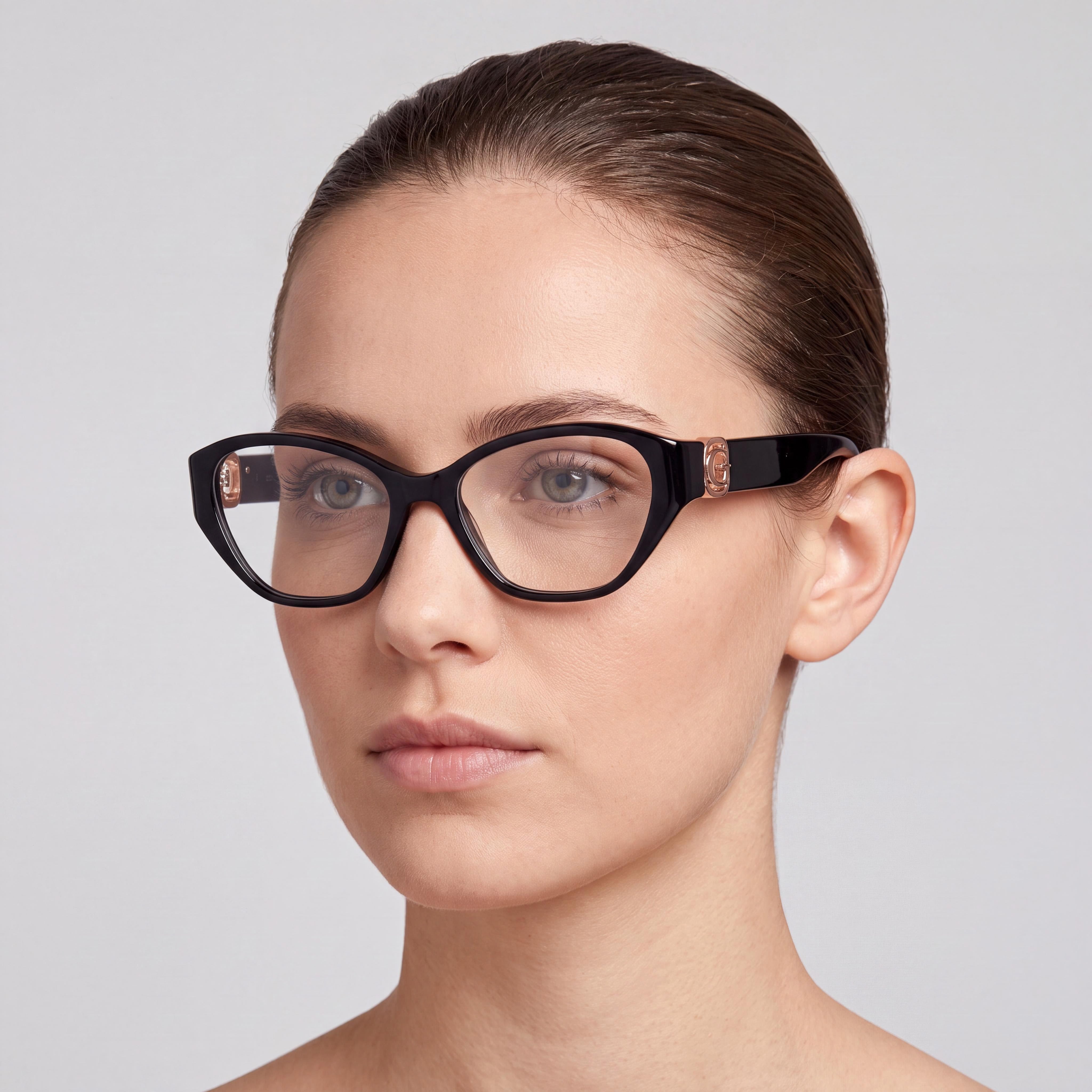 GUESS Women's Gu50119 Shiny Black Plastic Frame Clear Polycarbonate Lens Eyewear 51mm, Photo 5