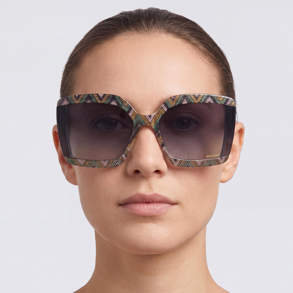 M Missoni 0186/S Women's Sunglasses with Grey Pattern Green Acetate Frame and Polycarbonate Non-Polarized Lenses 62mm