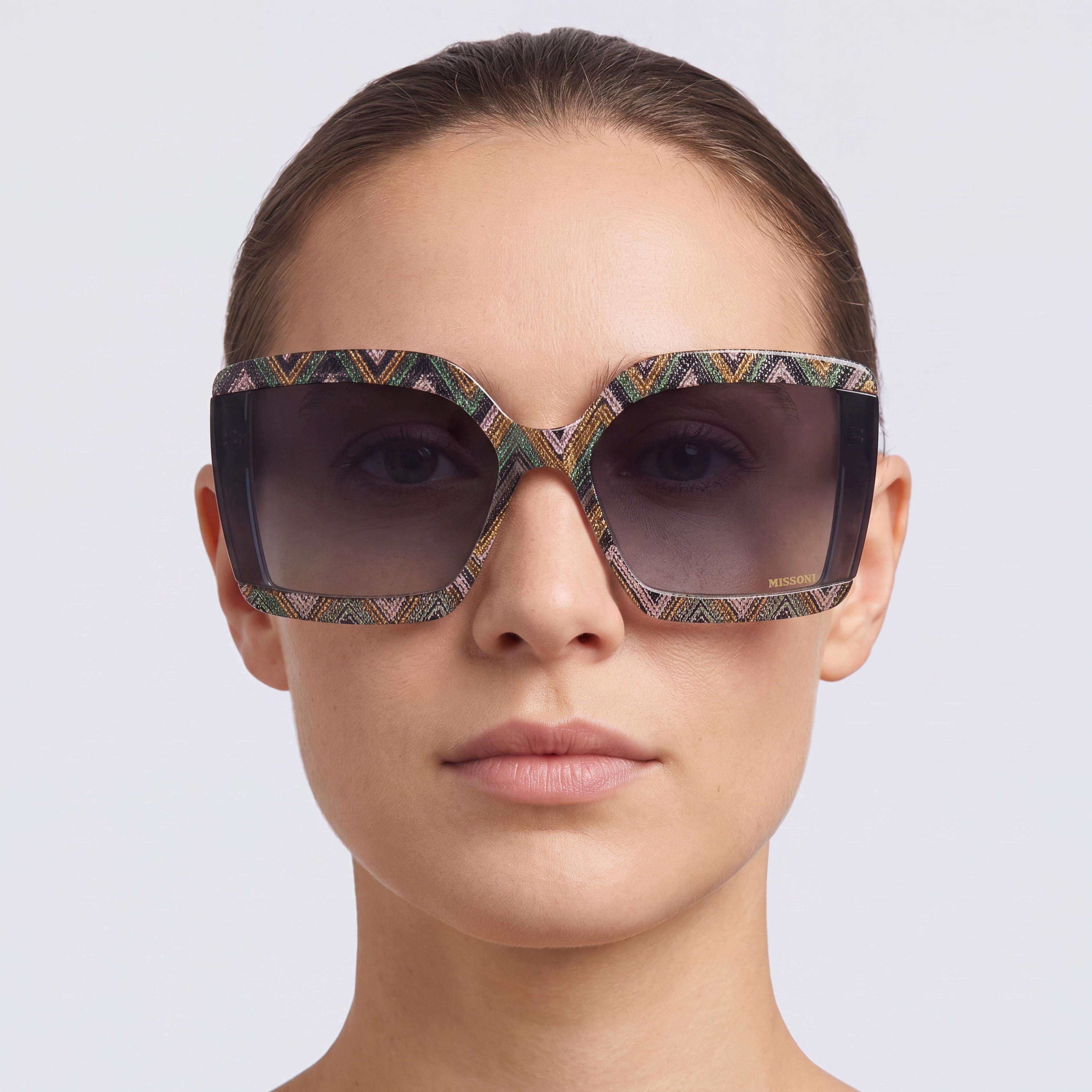 M Missoni 0186/S Women's Sunglasses with Grey Pattern Green Acetate Frame and Polycarbonate Non-Polarized Lenses 62mm, Photo 3
