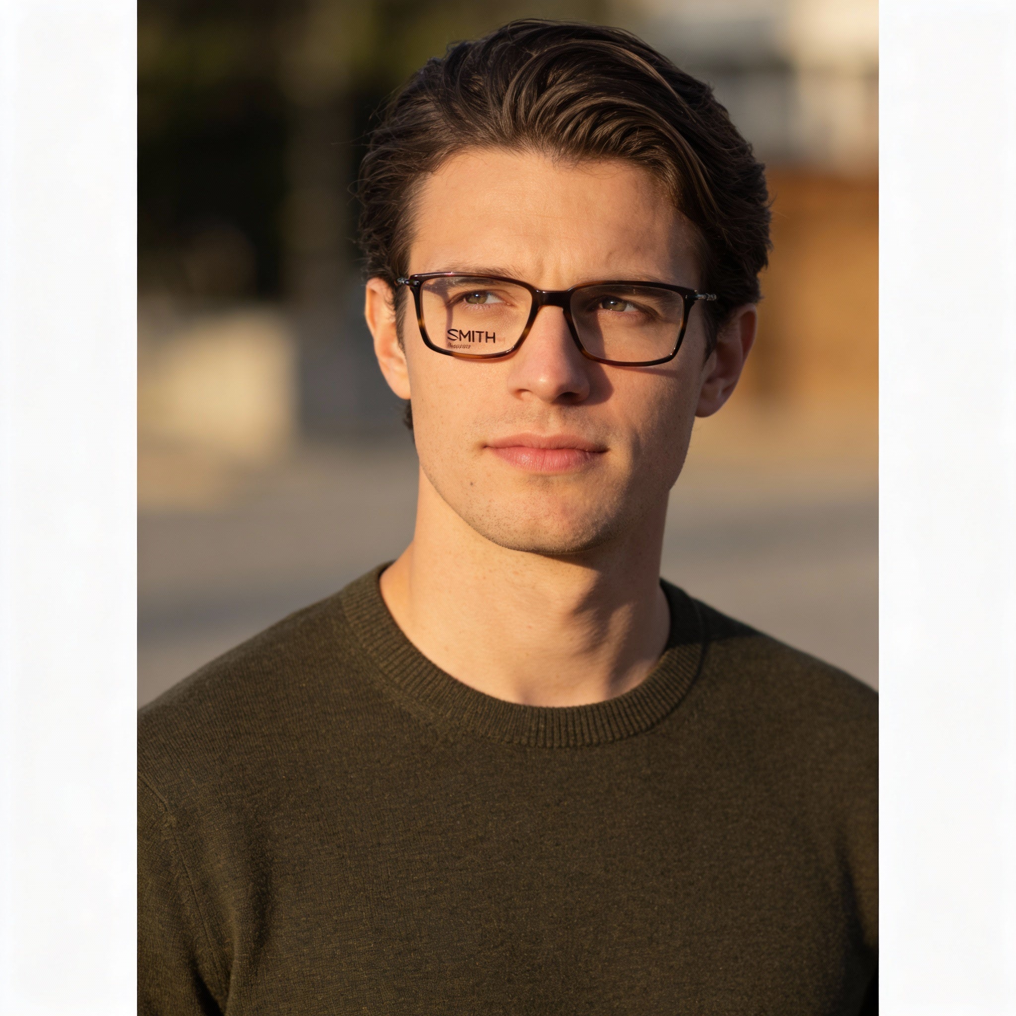 SMITH Classic Men's Matte Dark Havana Plastic Full Rim Rectangular Eyeglasses, Photo 5