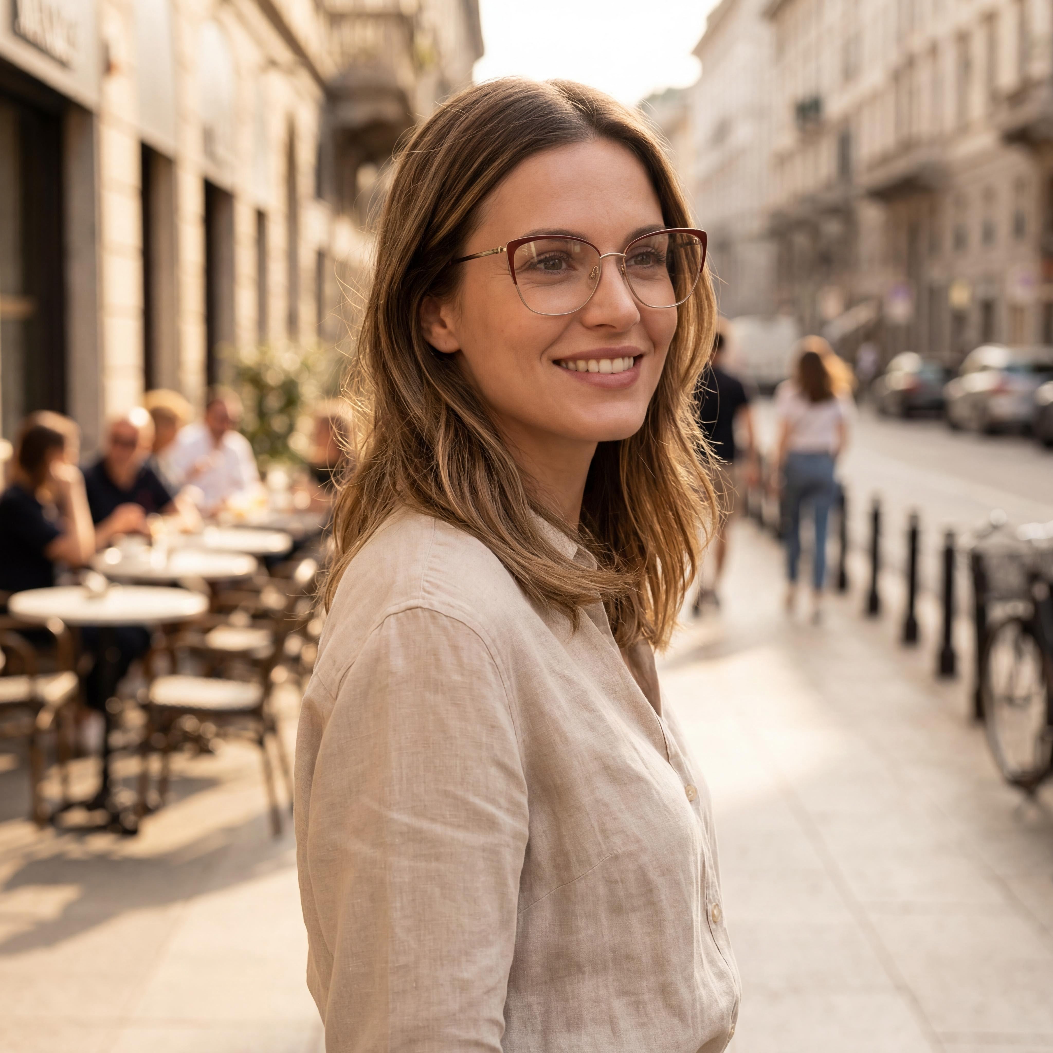 Montura de Gafas para Mujer MaxMara Modern, Montura de Metal Dorada Marrón Havana, Ancho de Lente 55mm, Photo 6