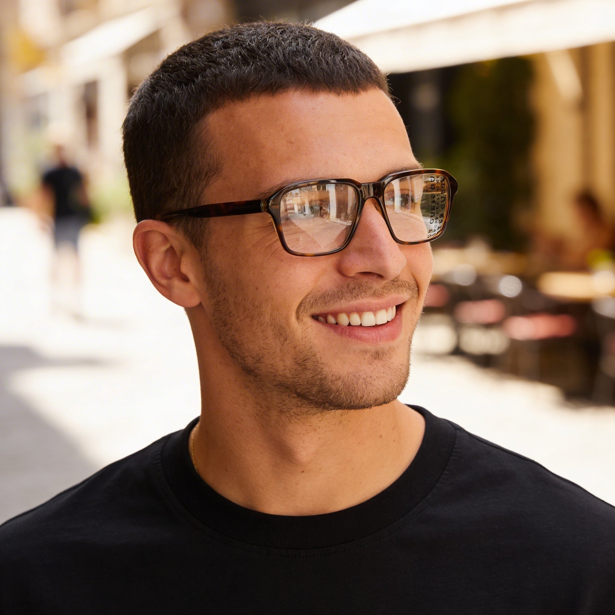 Guess GU50073 Dark Havana Rectangle Eyeglasses for Men, Plastic 54mm, Photo 4