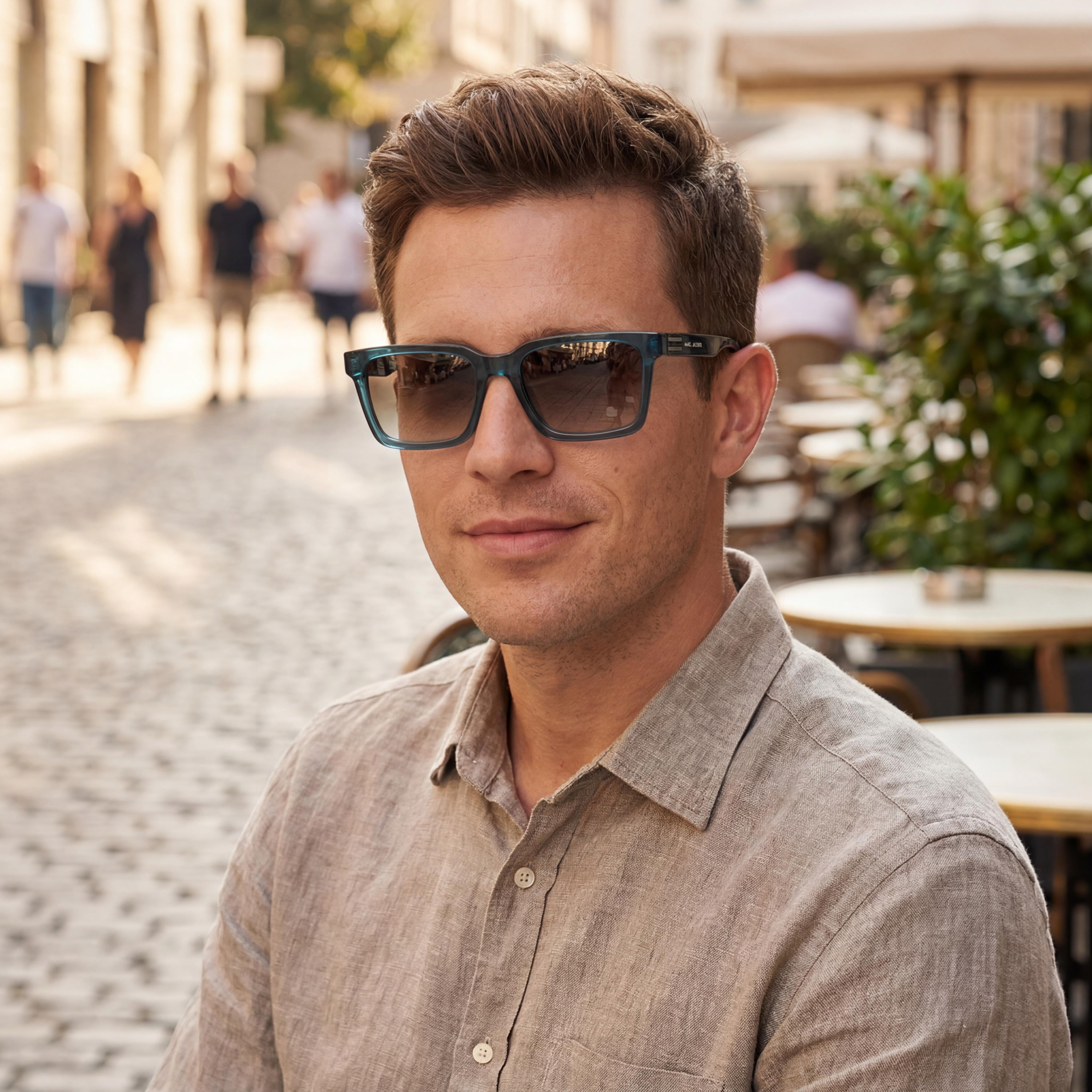 Marc Jacobs Casual Men's Acetate Frame Blue Brown, Non-Polarized Brown Lenses, 53mm Lens Width, Photo 6