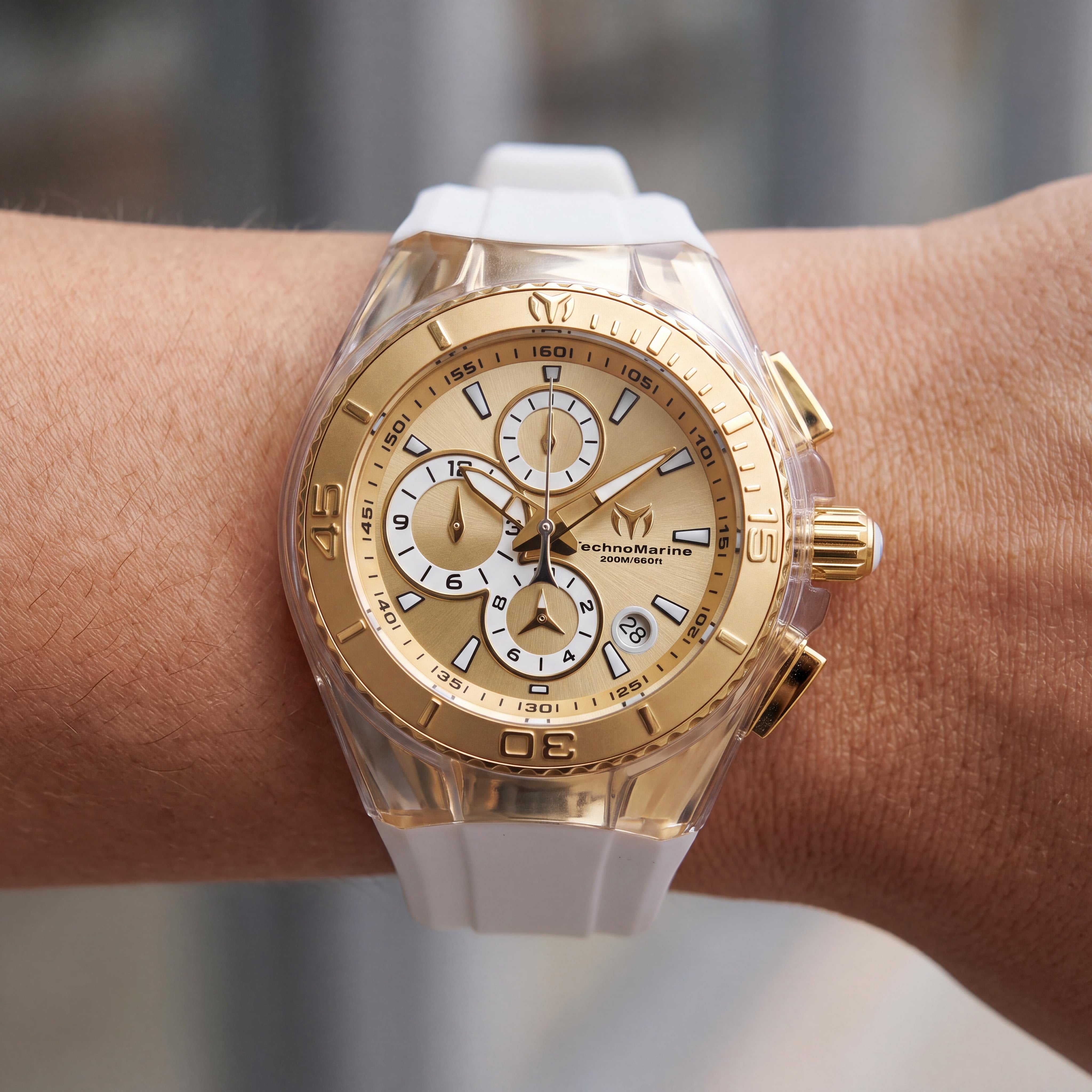 Technomarine Cruise TM-115311 Women's Gold Quartz Chronograph Watch, 40mm Case, Silicone Strap, Water Resistant 200m, Photo 4