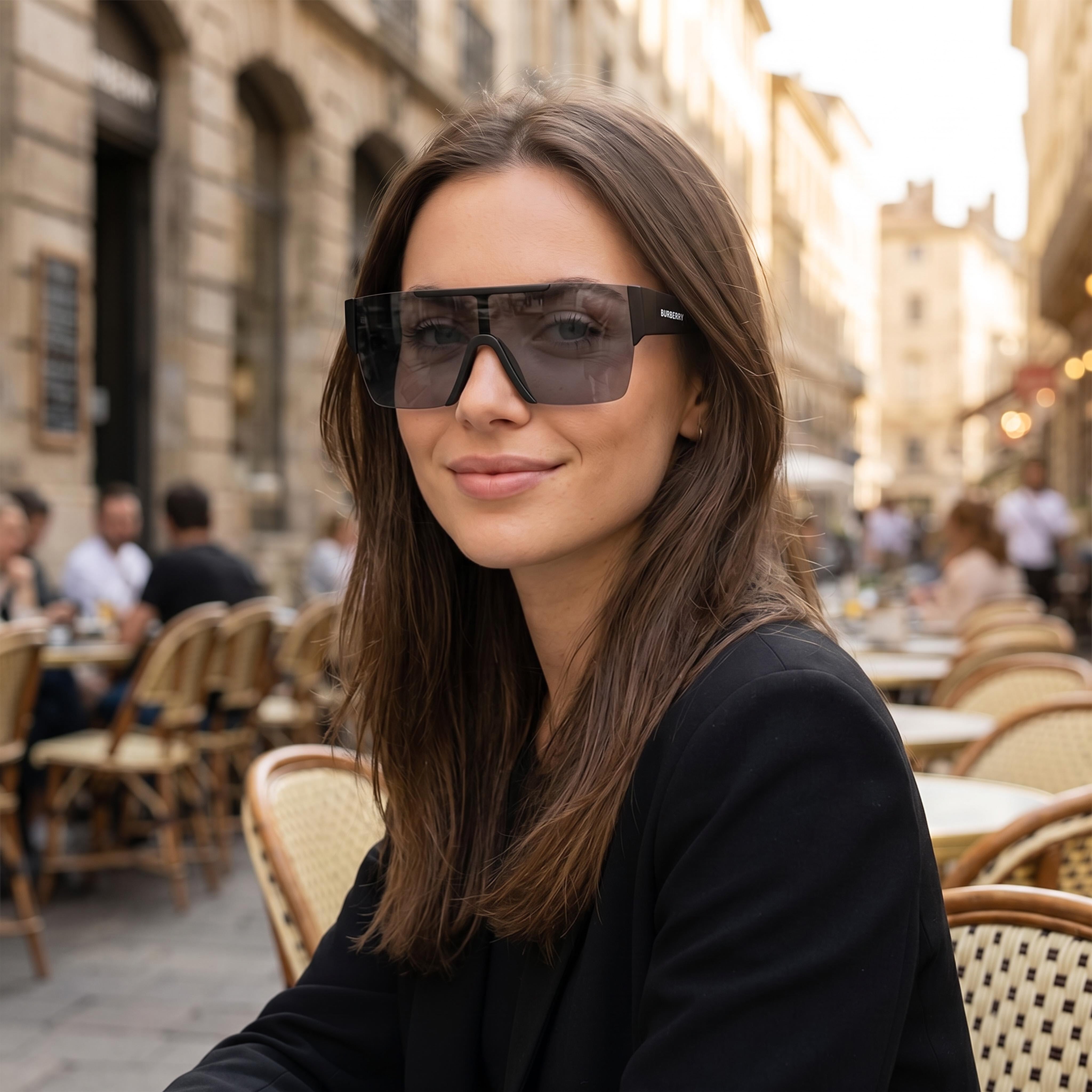 BURBERRY be 4291 Gafas de sol unisex de plástico negro mate con lentes grises, protección UV, 38-140 mm, Photo 4