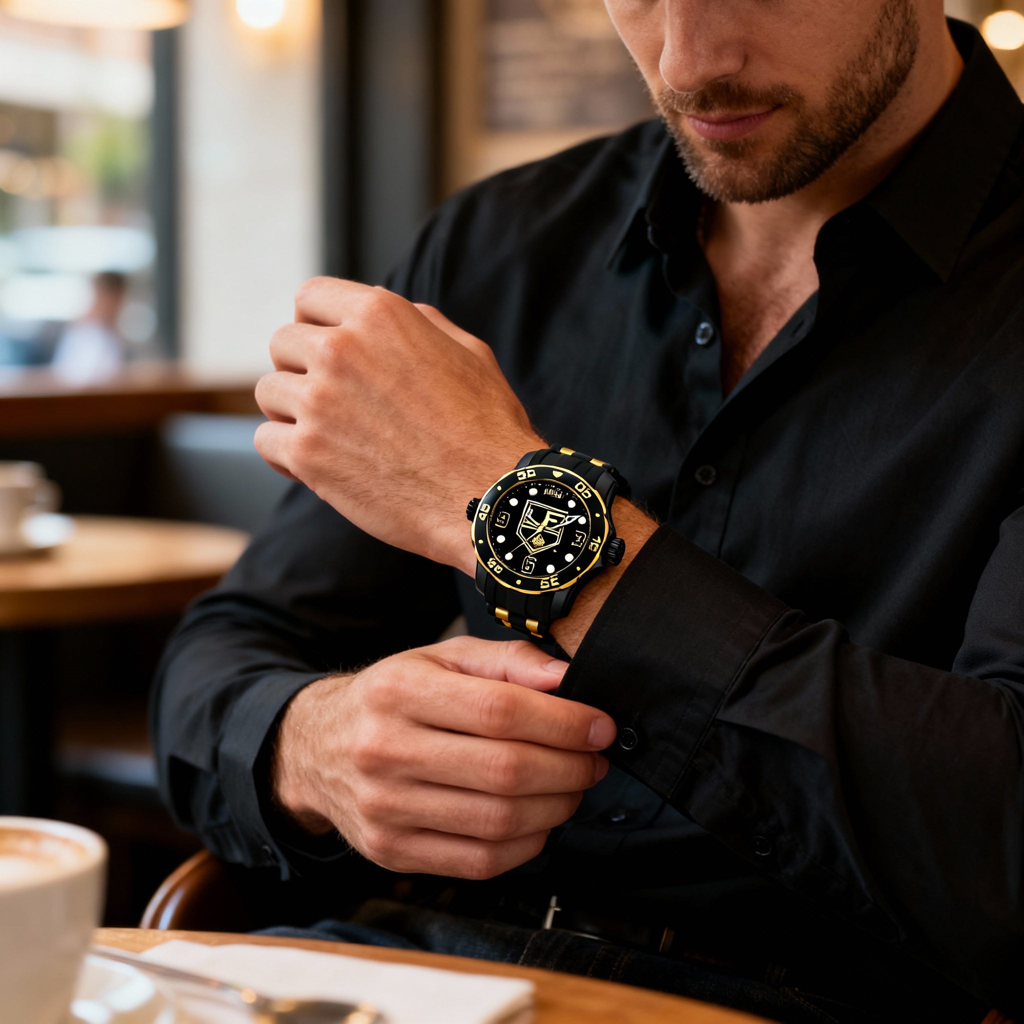 Invicta 42309 Men's Quartz 100M Water Resistant Watch, Black & Gold-Tone, 48mm, Photo 5