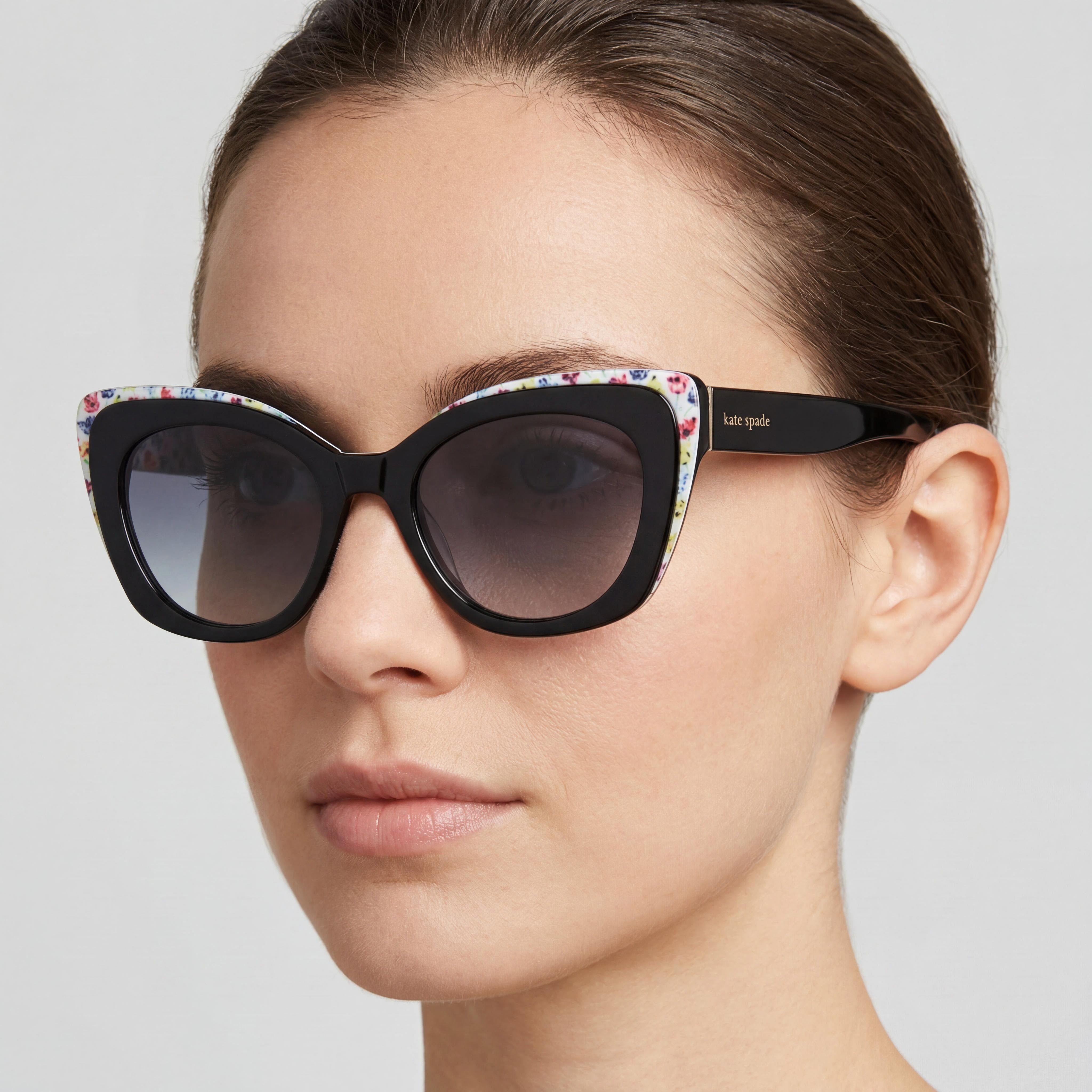 Kate Spade New York Marigold/S Women's Black Grey Acetate Frame Sunglasses with Dark Grey Shaded UV Protection Lenses 51mm, Photo 4