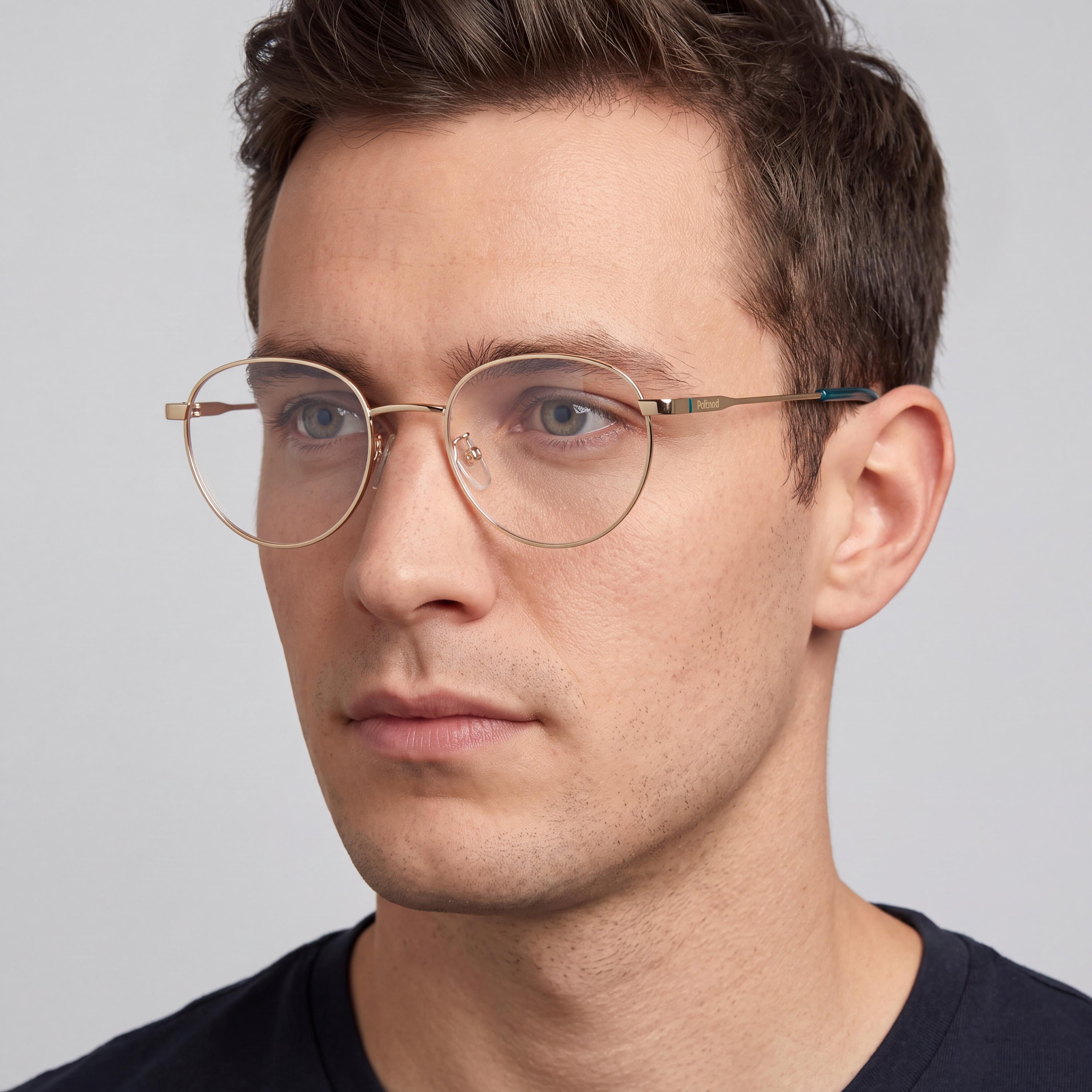 Polaroid PLD D522/G Gafas Ópticas Casuales para Hombre Marco de Metal Ecológico Dorado Azul 51-20, Photo 4