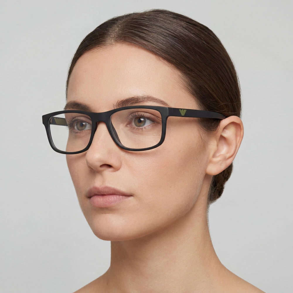 Emporio Armani Women's Classic Plastic Full Rim Rectangular Plastic Eyeglasses Matte Black Green 55mm