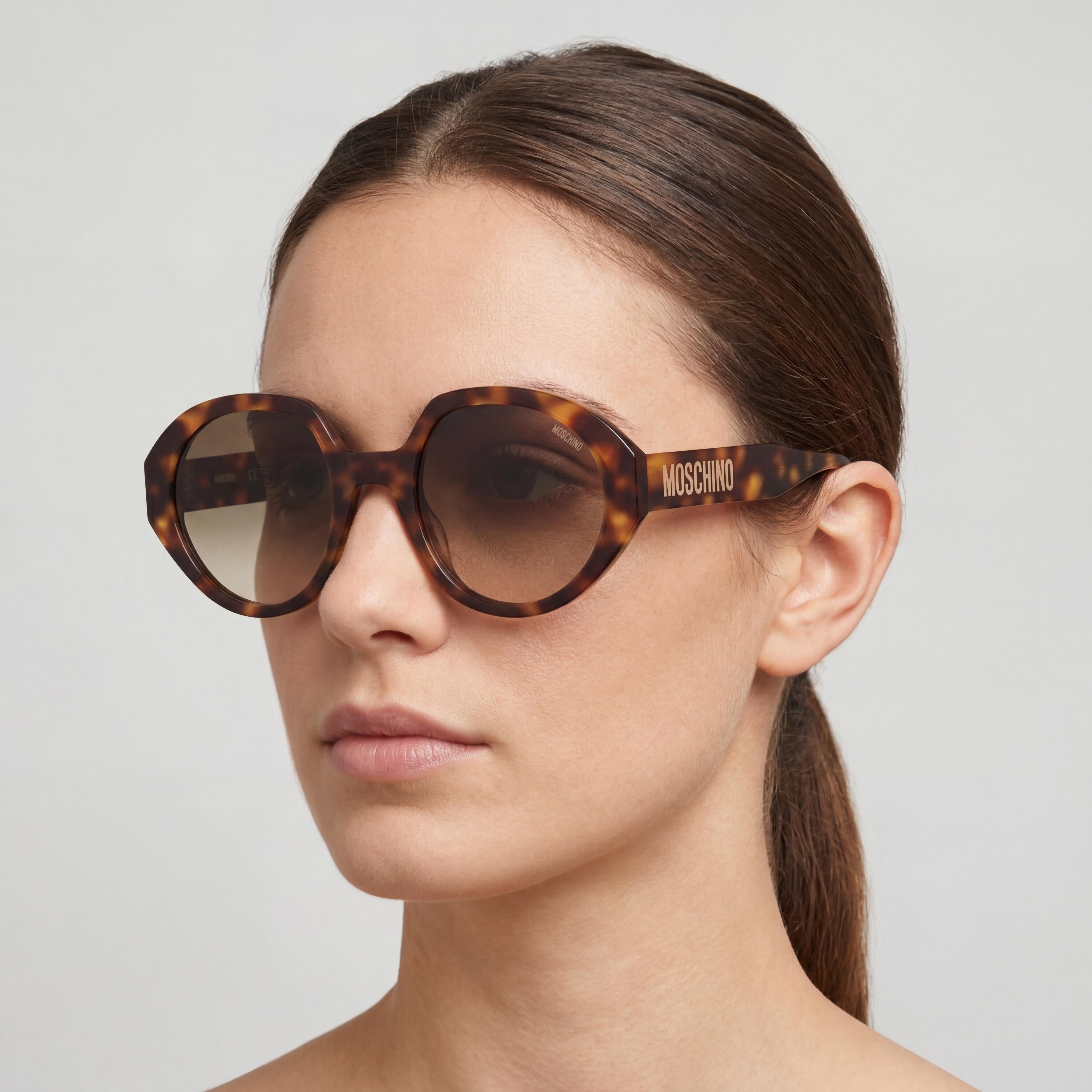 Gafas de sol Moschino Casual para mujer, montura de acetato, lentes de policarbonato, color Havana, sin polarizar, con protección UV, 53 mm, Photo 5