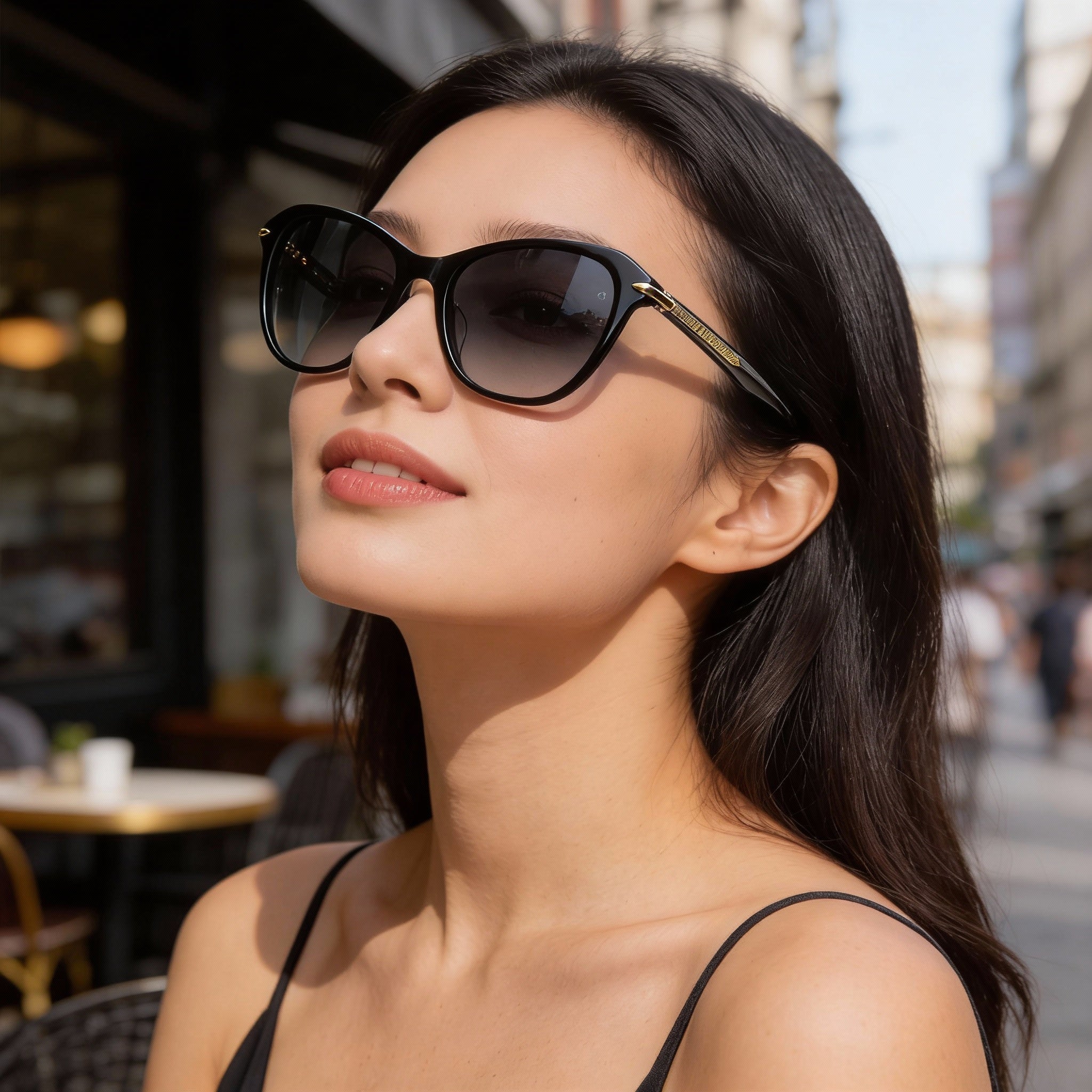 rag & bone Modern Women's Full Rim Black Acetate Cat Eye Butterfly Sunglasses with Polycarbonate Lenses, RX-Able, 55mm, Photo 6