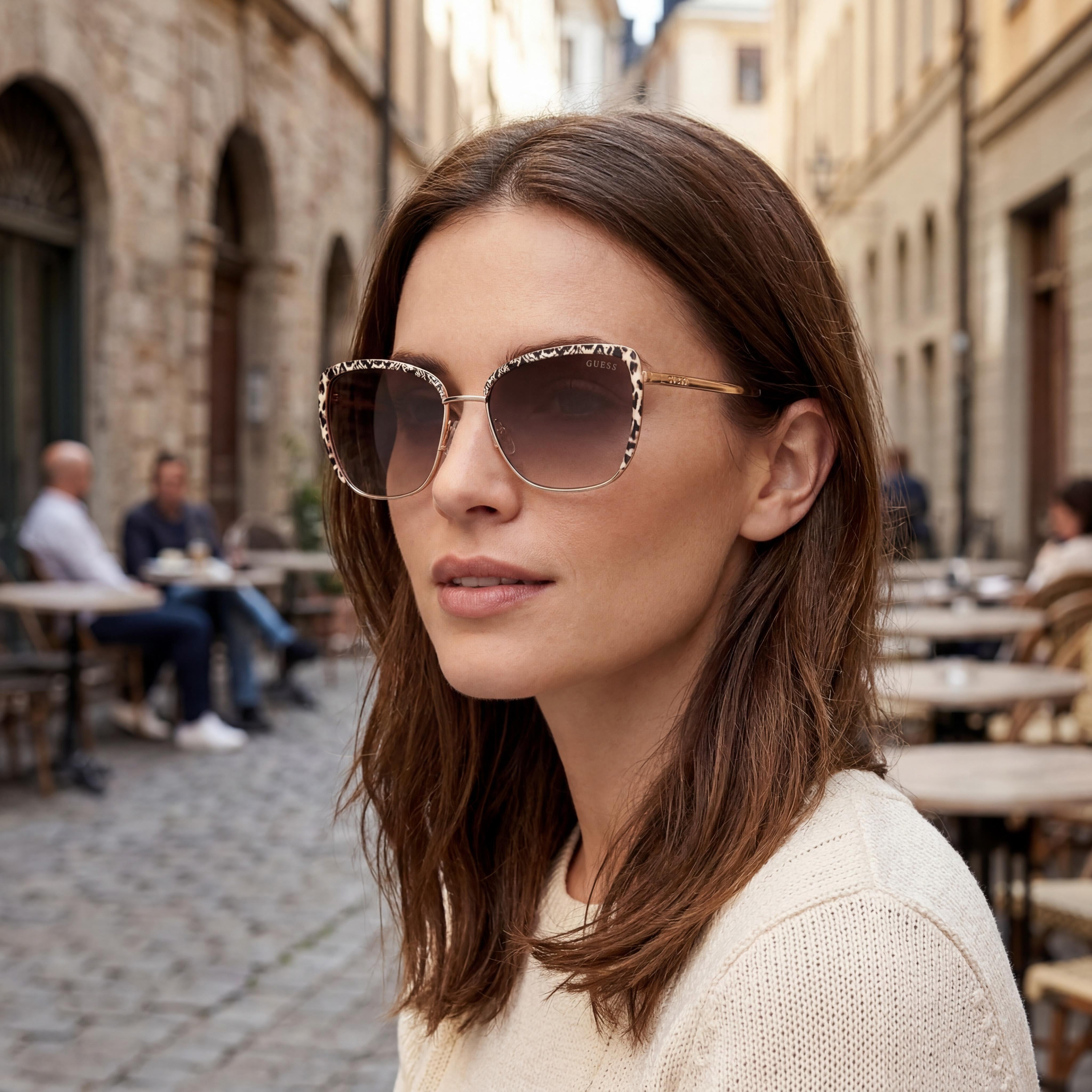 GUESS GU00218 Casual Unisex Shiny Rose Gold Metal Non-Polarized Sunglasses 57mm, Photo 6