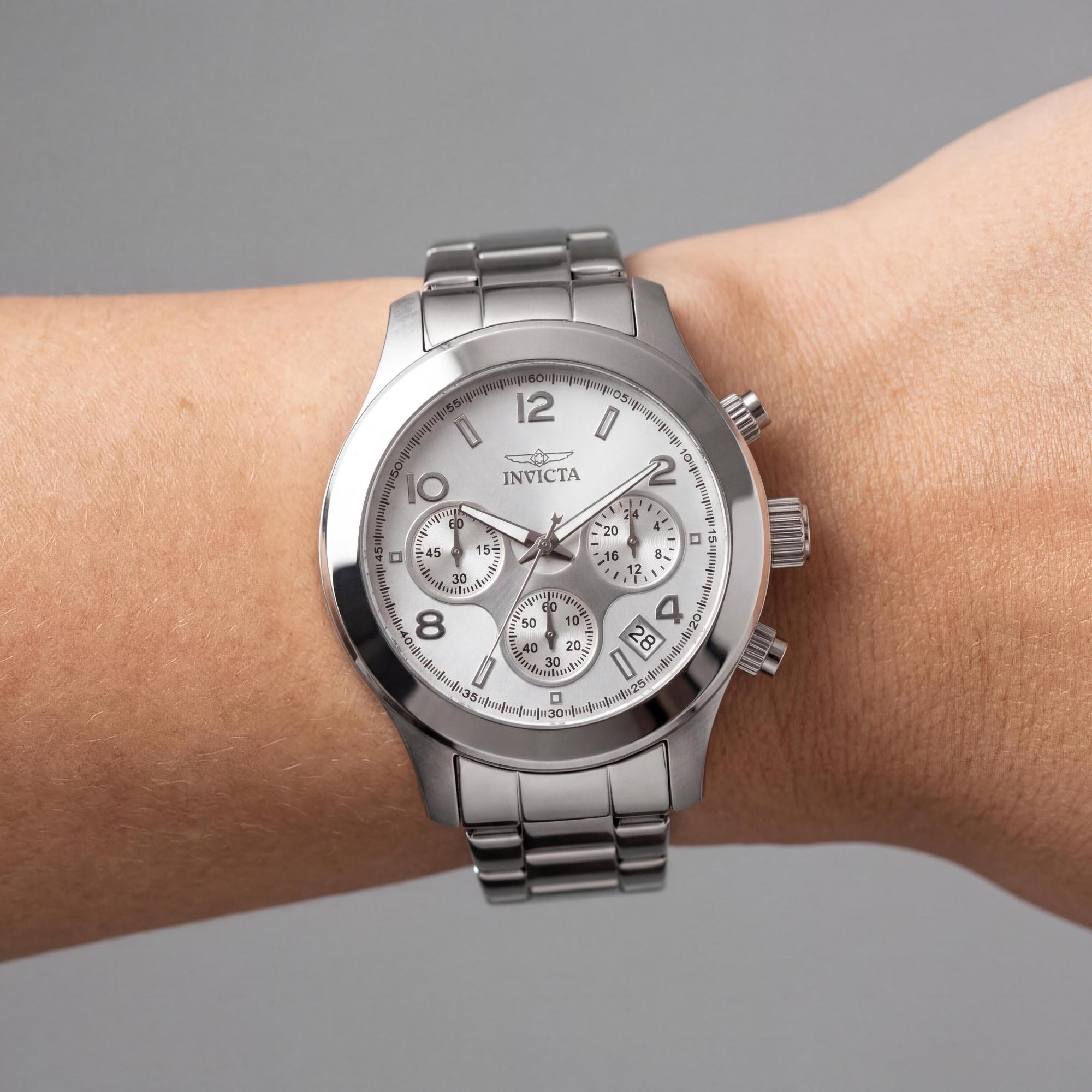 Invicta Angel Collection Women's Silver Stainless Steel Chronograph Glow In The Dark Watch, Photo 4