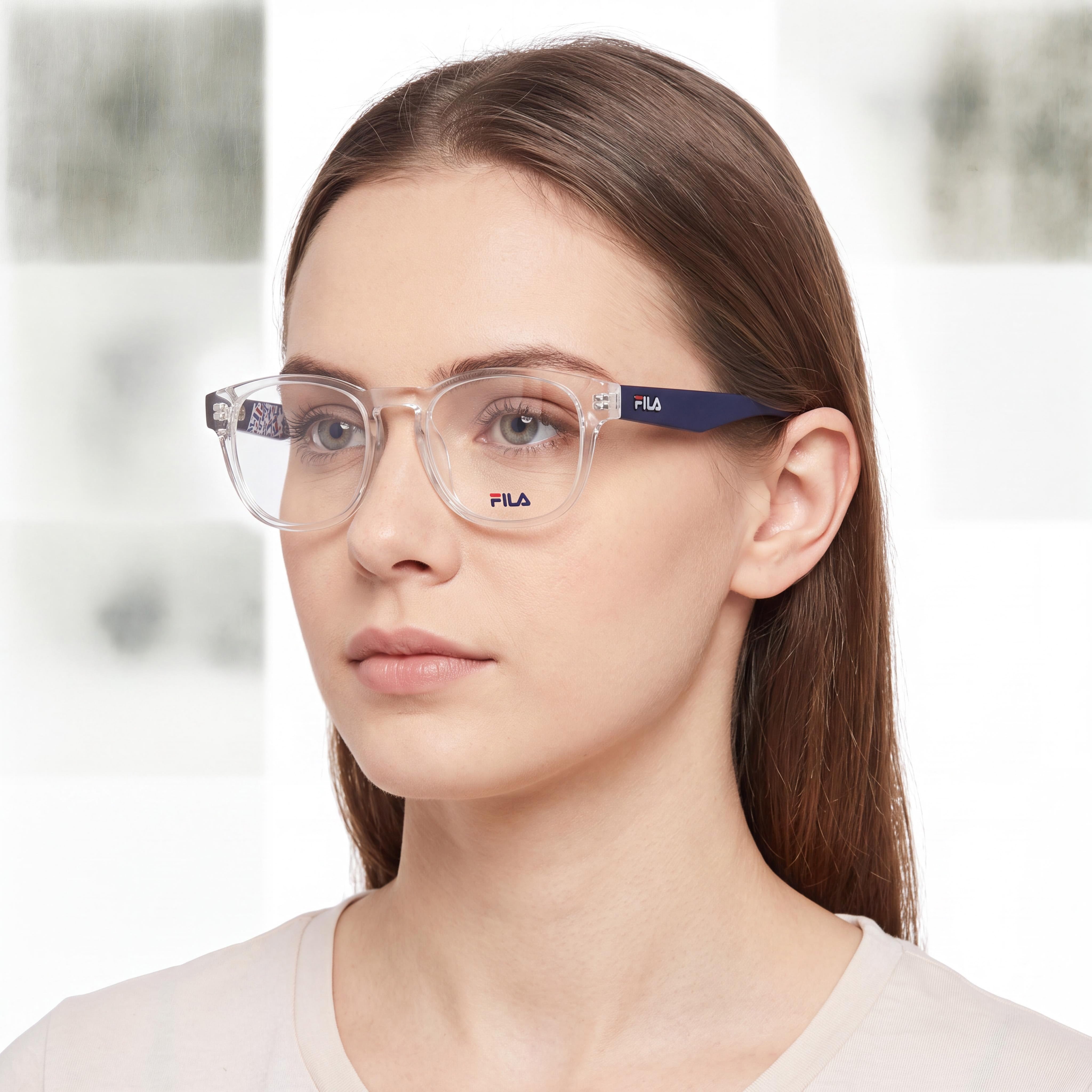 Fila Classic Women's Square Full Rim Acetate Crystal Frame with Polycarbonate Demo Lenses 50mm, Photo 4