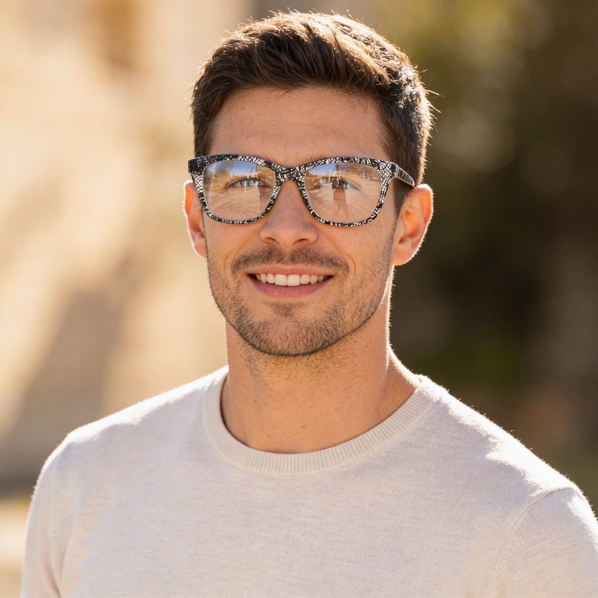 bebe Bb5213 Montura de gafas ópticas de resina Jet Lace para hombre, ancho de lente de 54 mm, puente de 16 mm, longitud de patilla de 140 mm, Photo 4