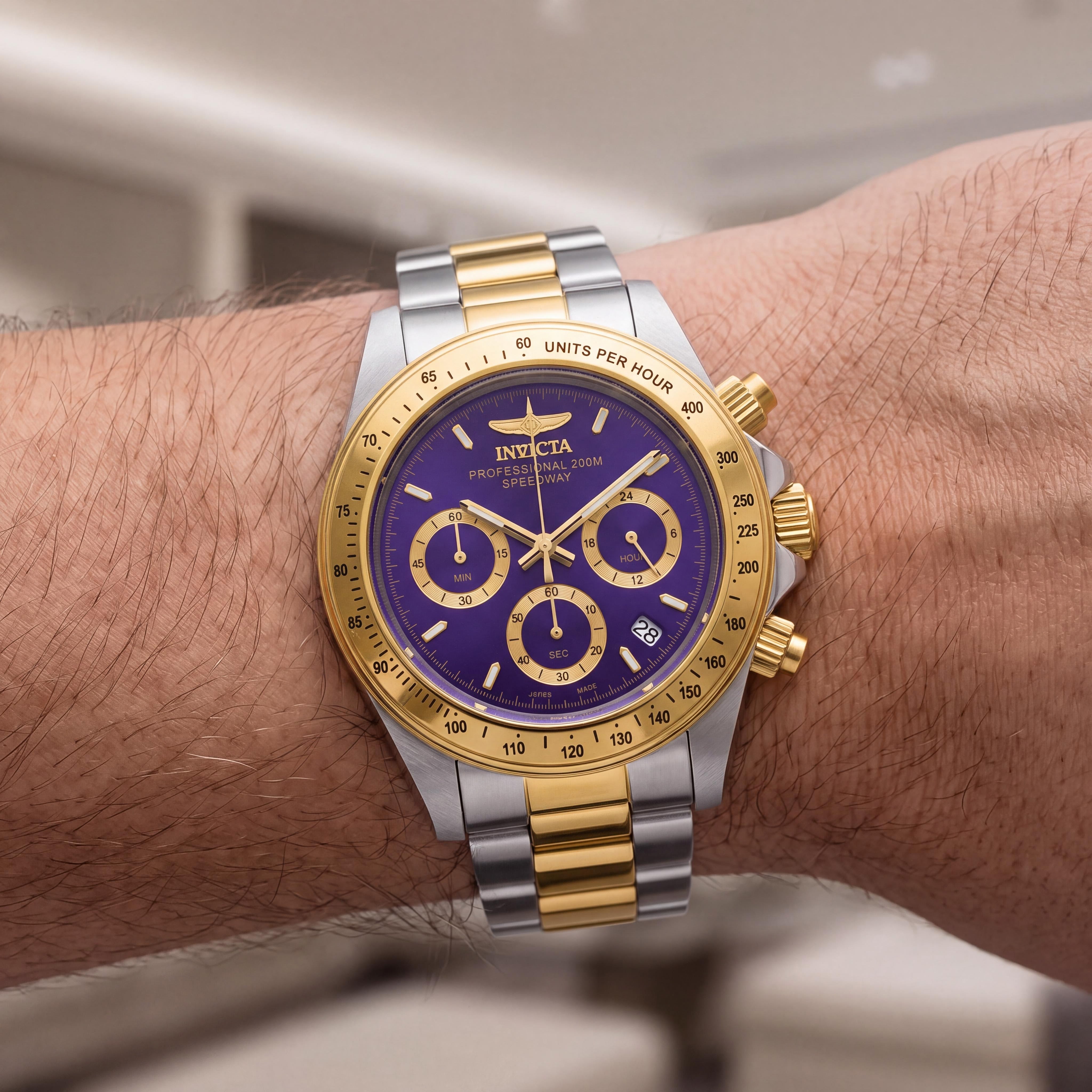 Invicta Bracelet Men's Two-Tone Stainless Steel Blue Dial Chronograph Date GMT Watch 39mm, Photo 4