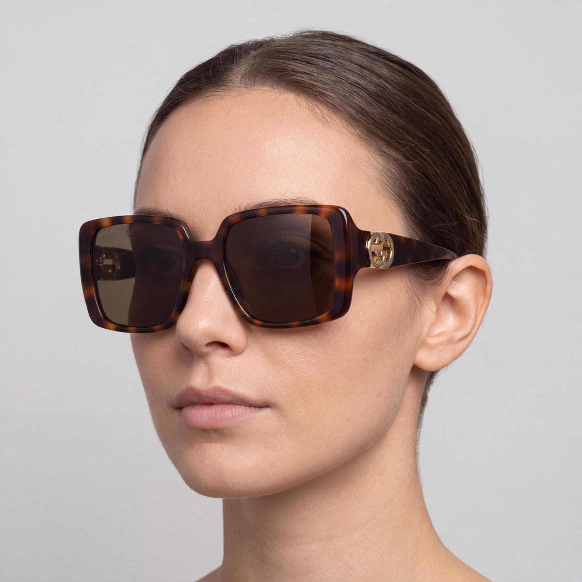Gucci Classic GG1692S Women's Full Rim Square Injection Havana Brown Sunglasses 54-18-135mm, Photo 3