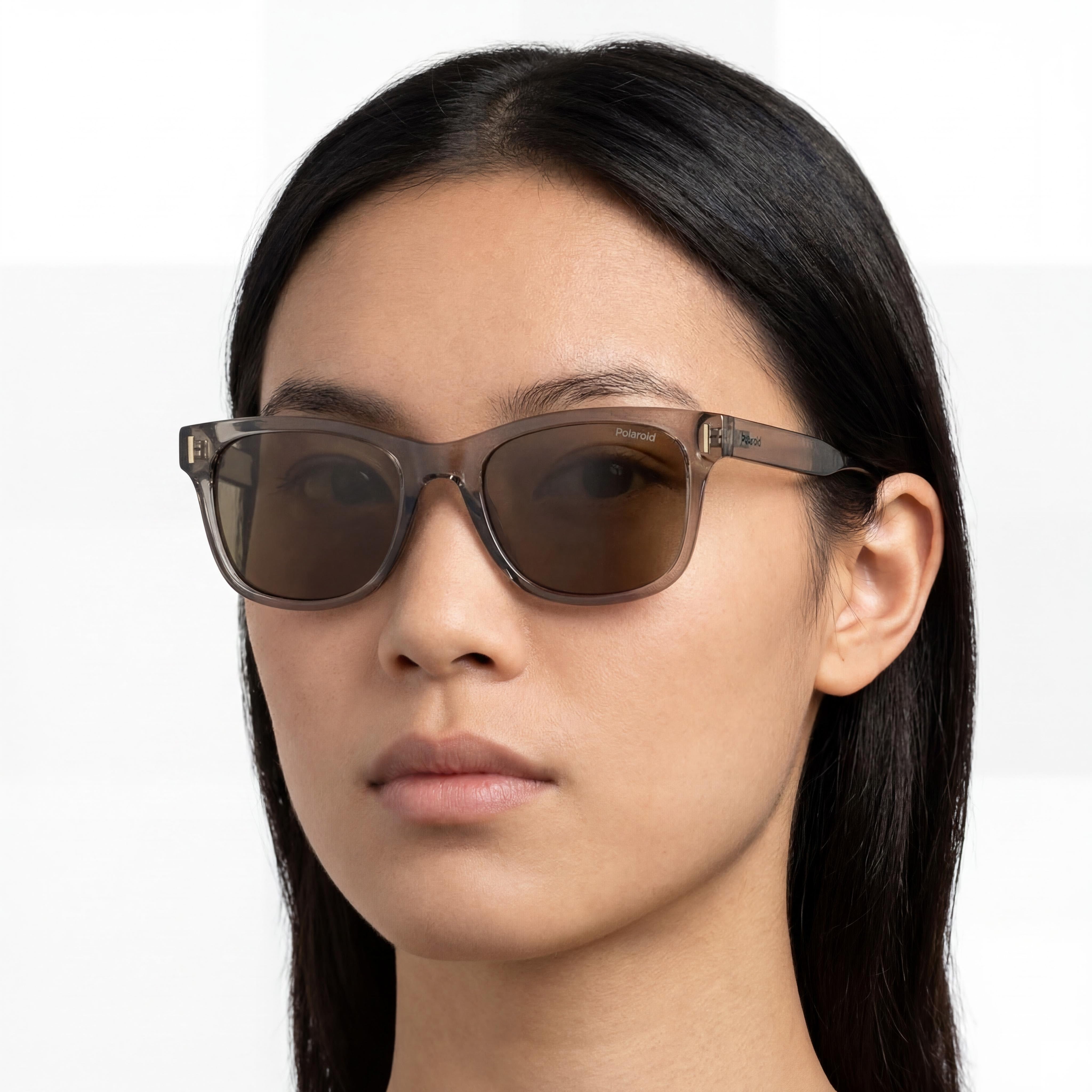 Gafas de sol polarizadas unisex Polaroid PLD 6206/S de policarbonato, cuadradas, con protección UV, 51 mm, montura beige y dorado, lentes multicapa en gris y dorado., Photo 4